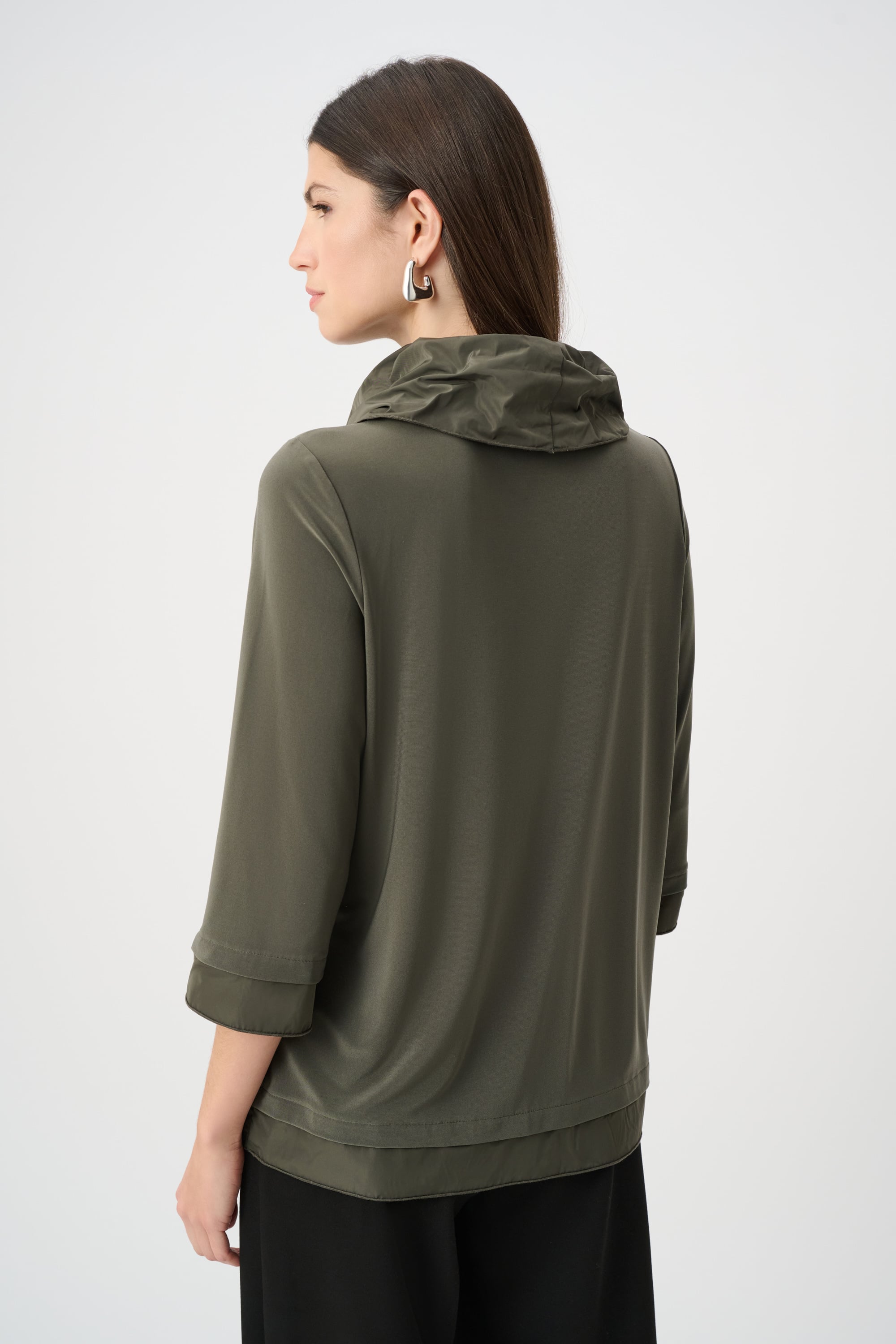 Silky Knit And Memory Cowl-Neck Top