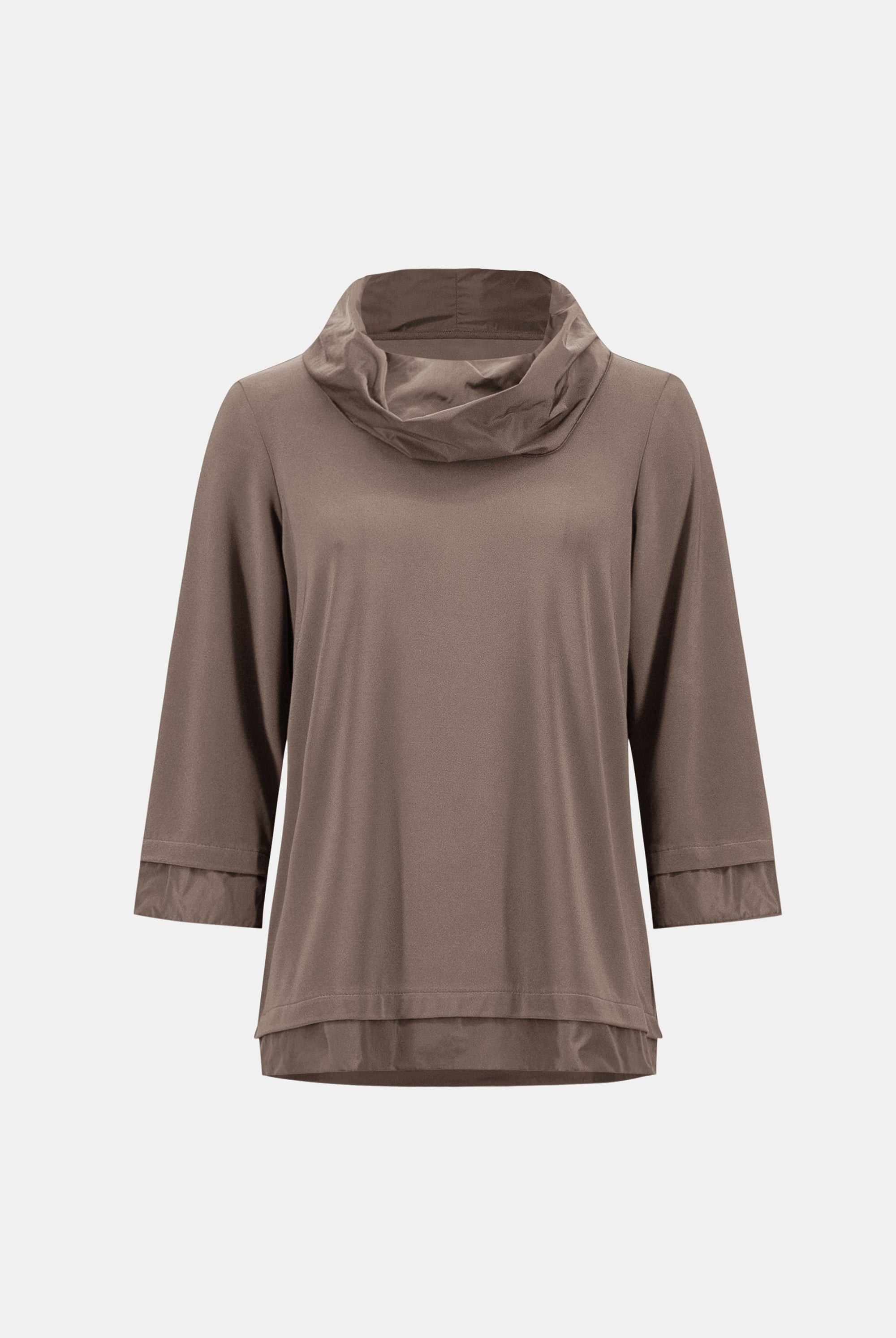 Silky Knit And Memory Cowl-Neck Top