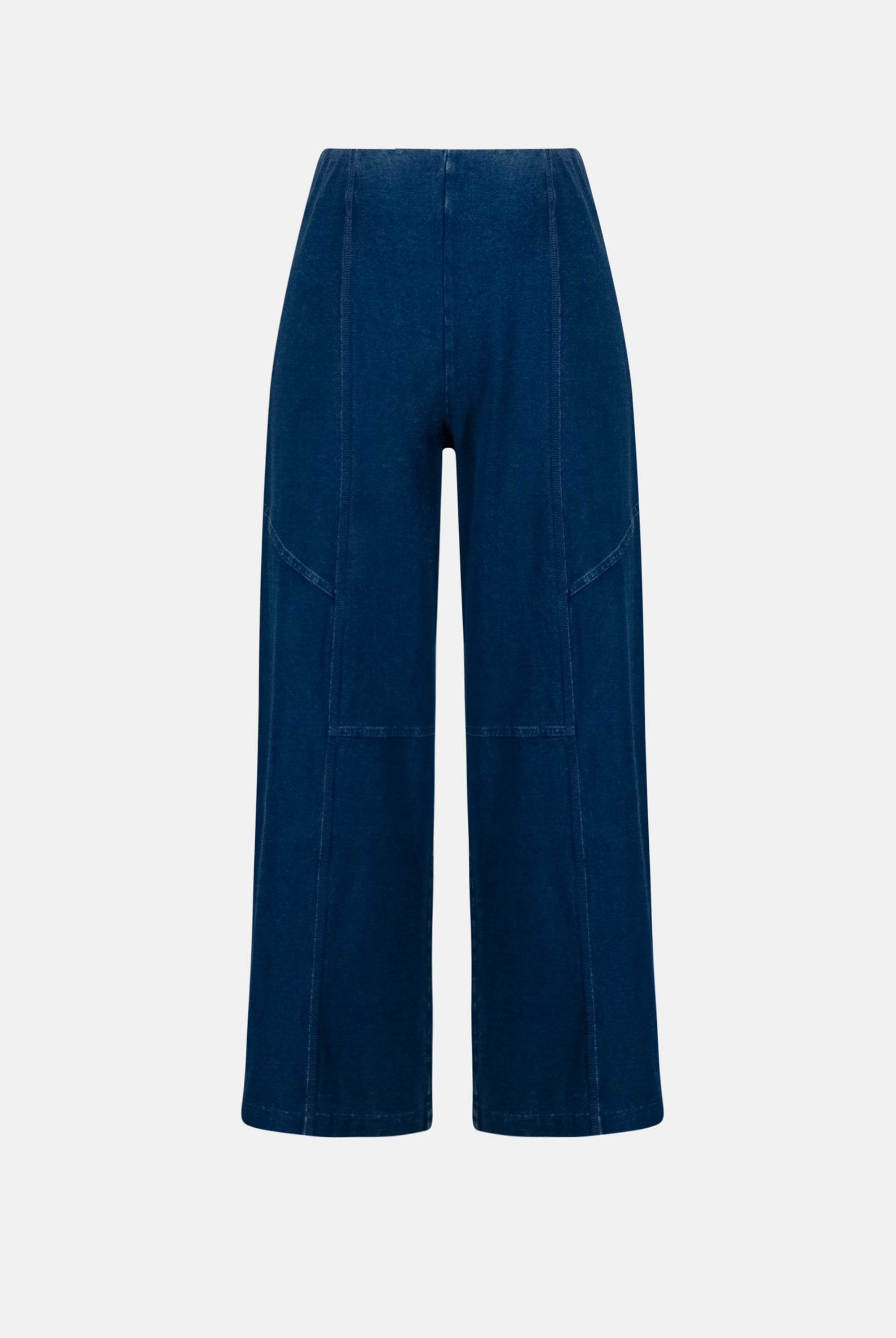 Knit Denim Culotte Pull-On Pants