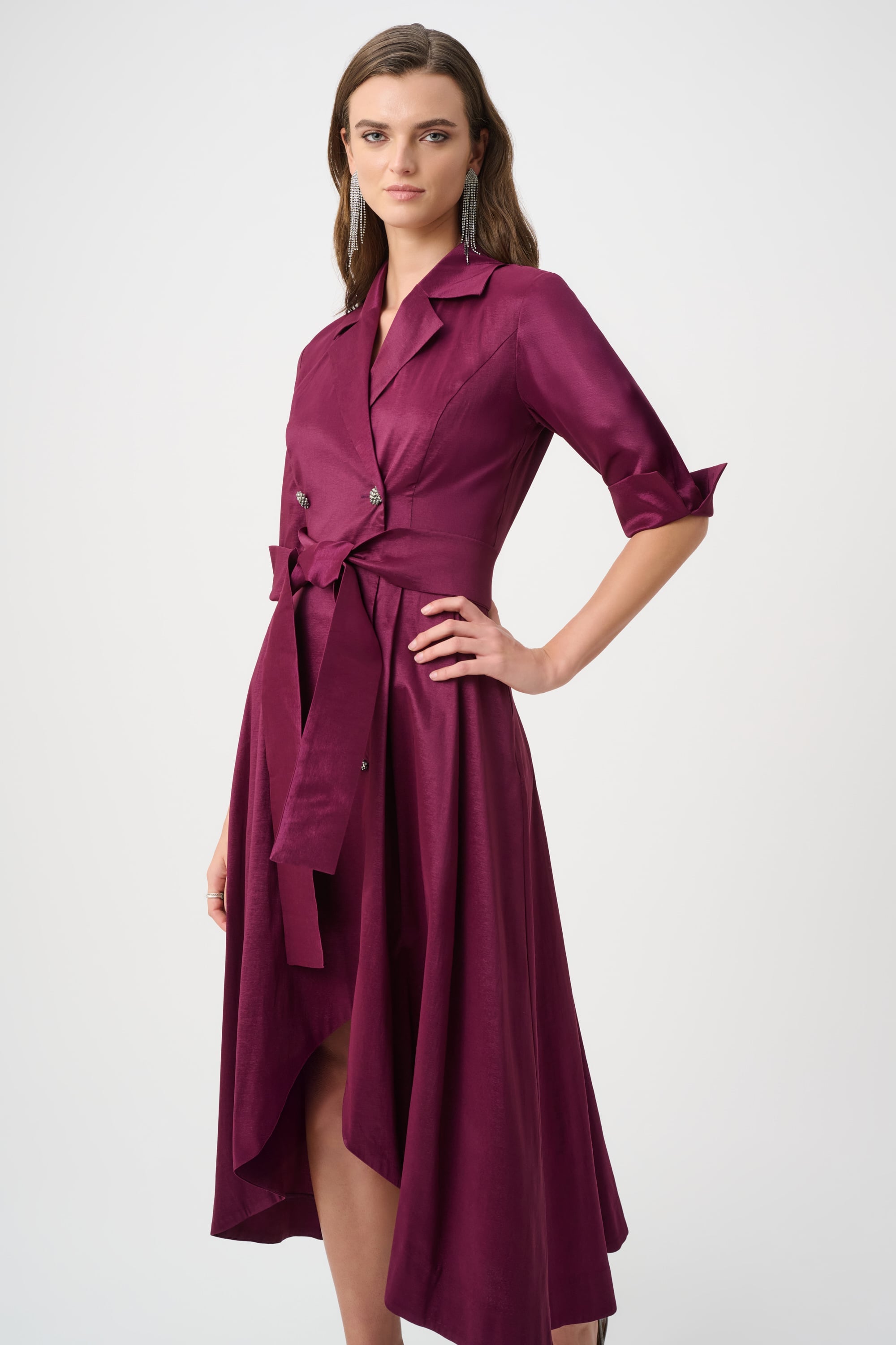 Signature | Stretch Taffeta Fit and Flare Wrap Dress