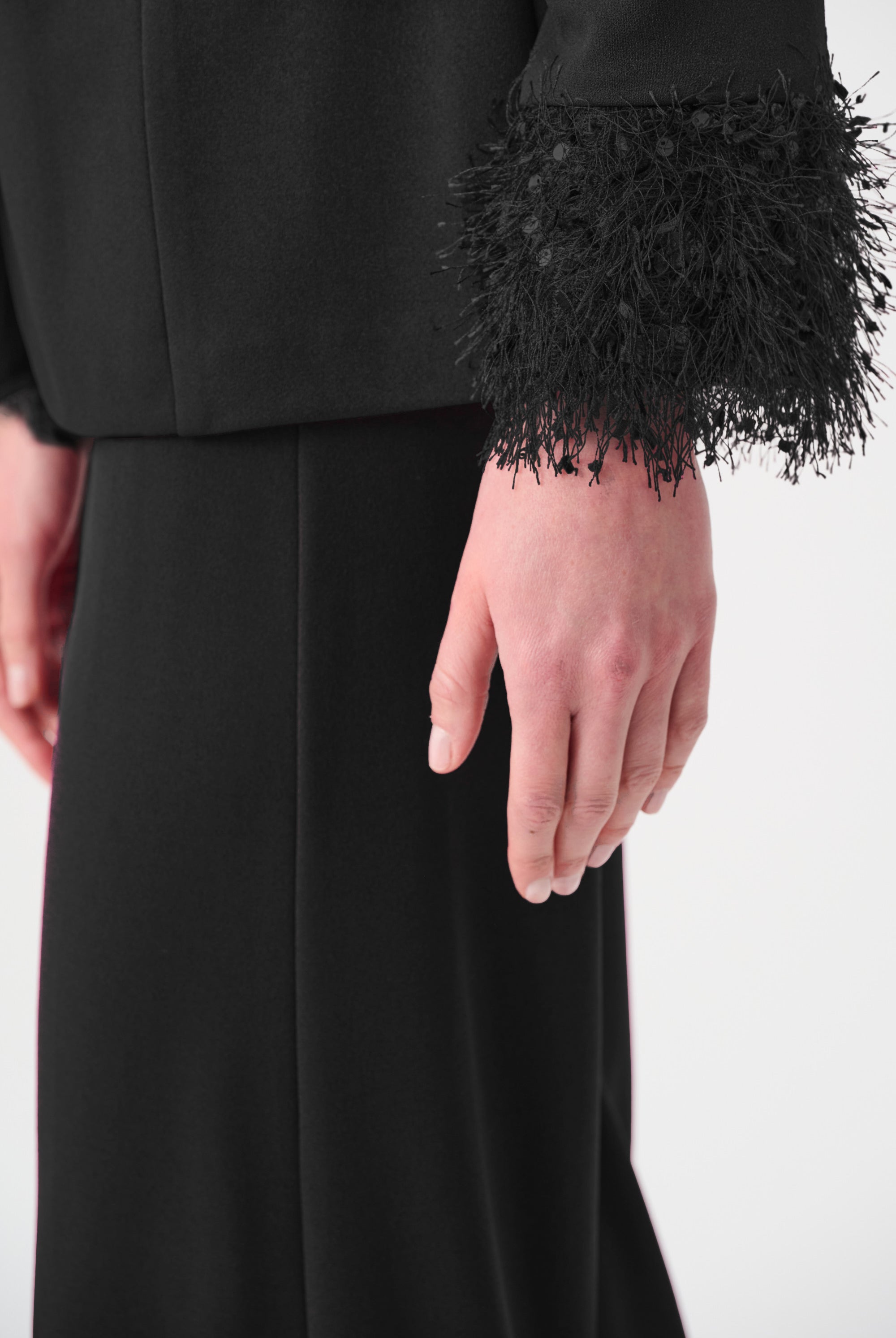 Signature | Scuba Crepe Fitted Blazer With Fringe
