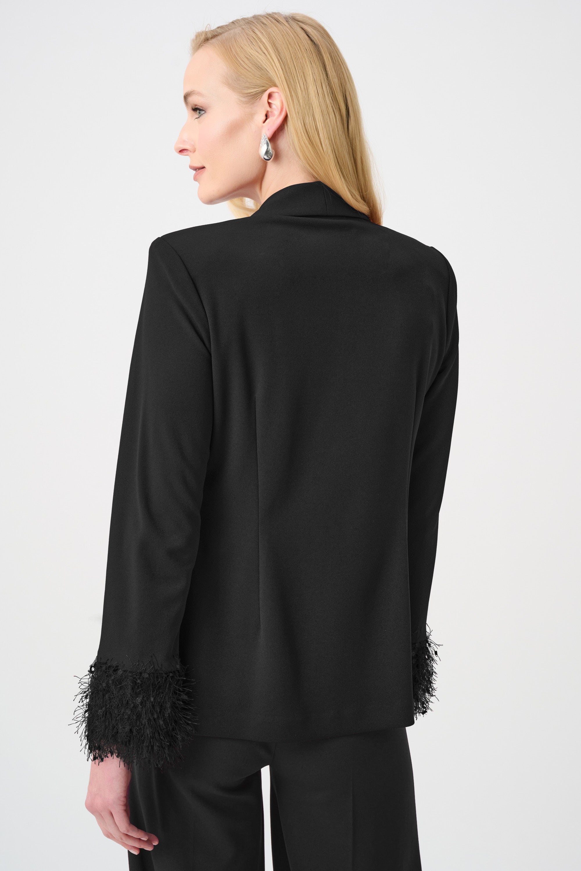 Signature | Scuba Crepe Fitted Blazer With Fringe
