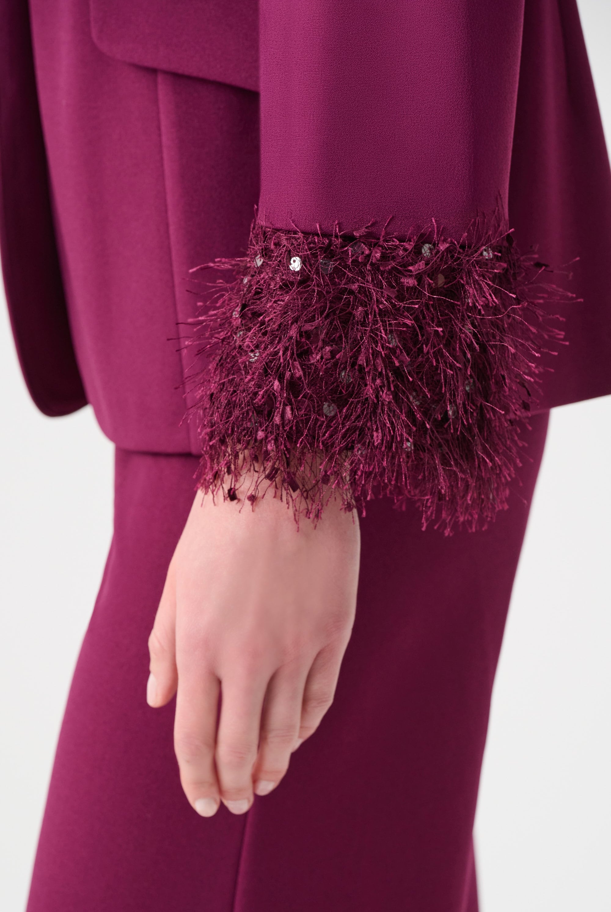 Signature | Scuba Crepe Fitted Blazer With Fringe