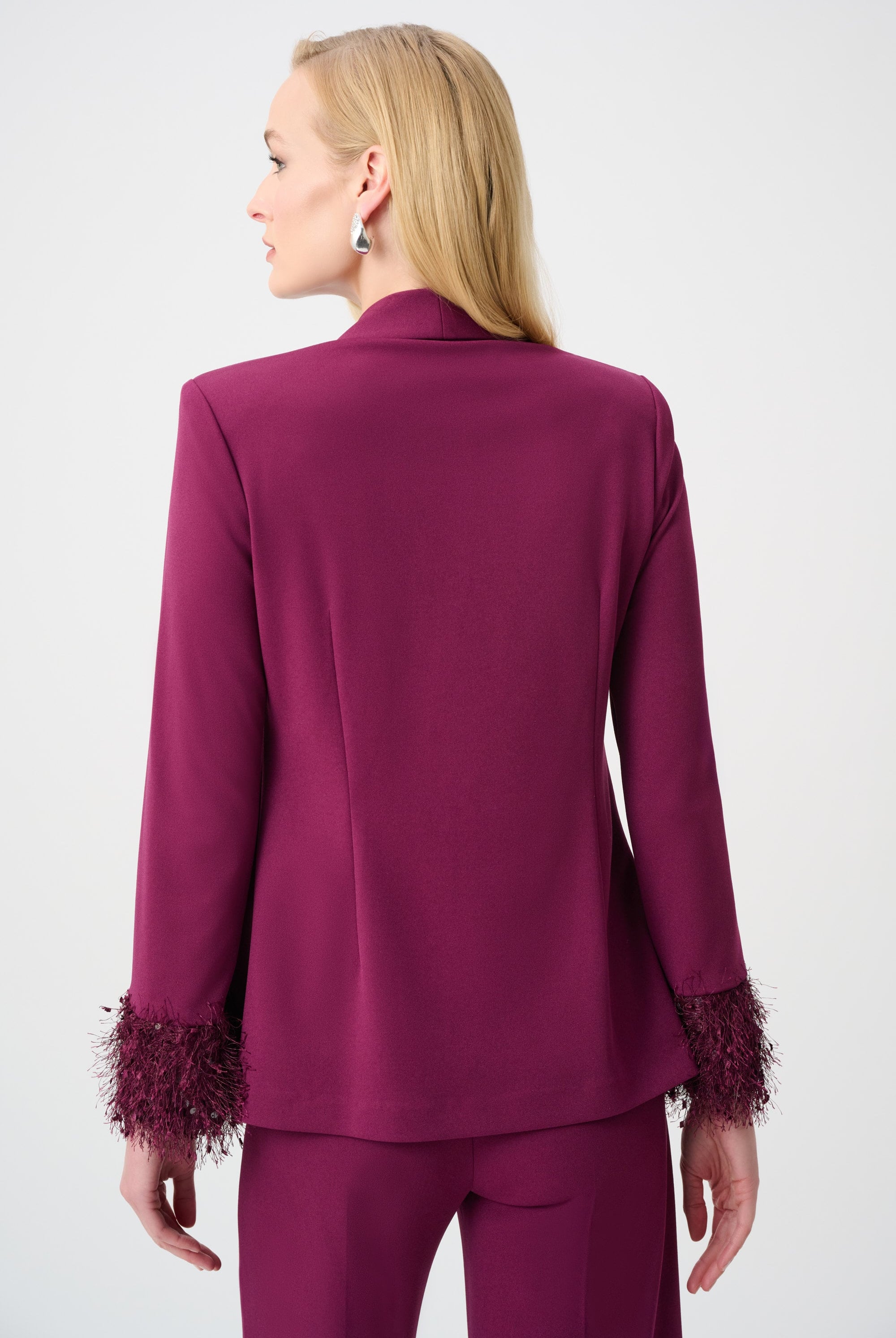 Signature | Scuba Crepe Fitted Blazer With Fringe