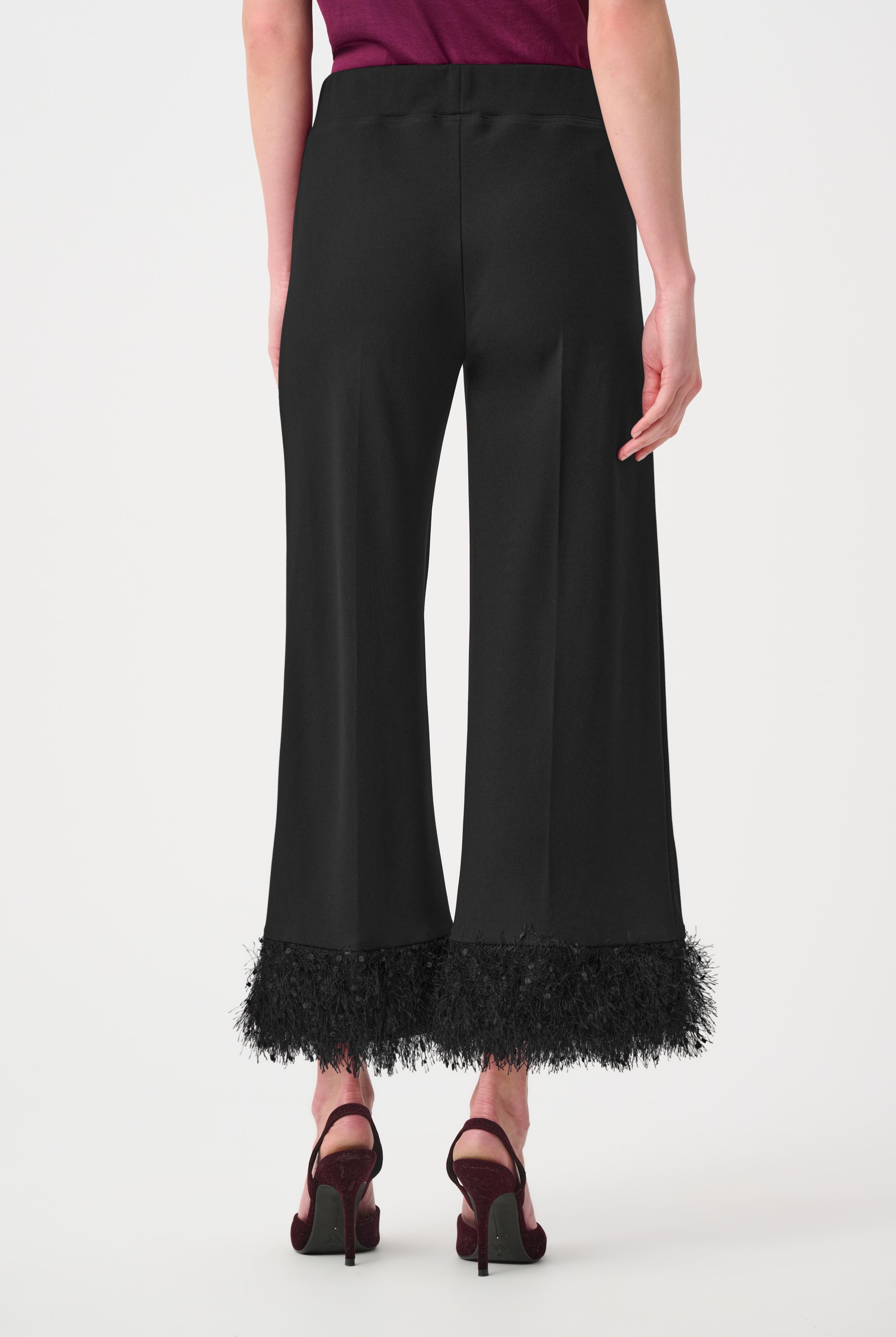Signature | Scuba Crepe Wide Leg Pants With Fringe