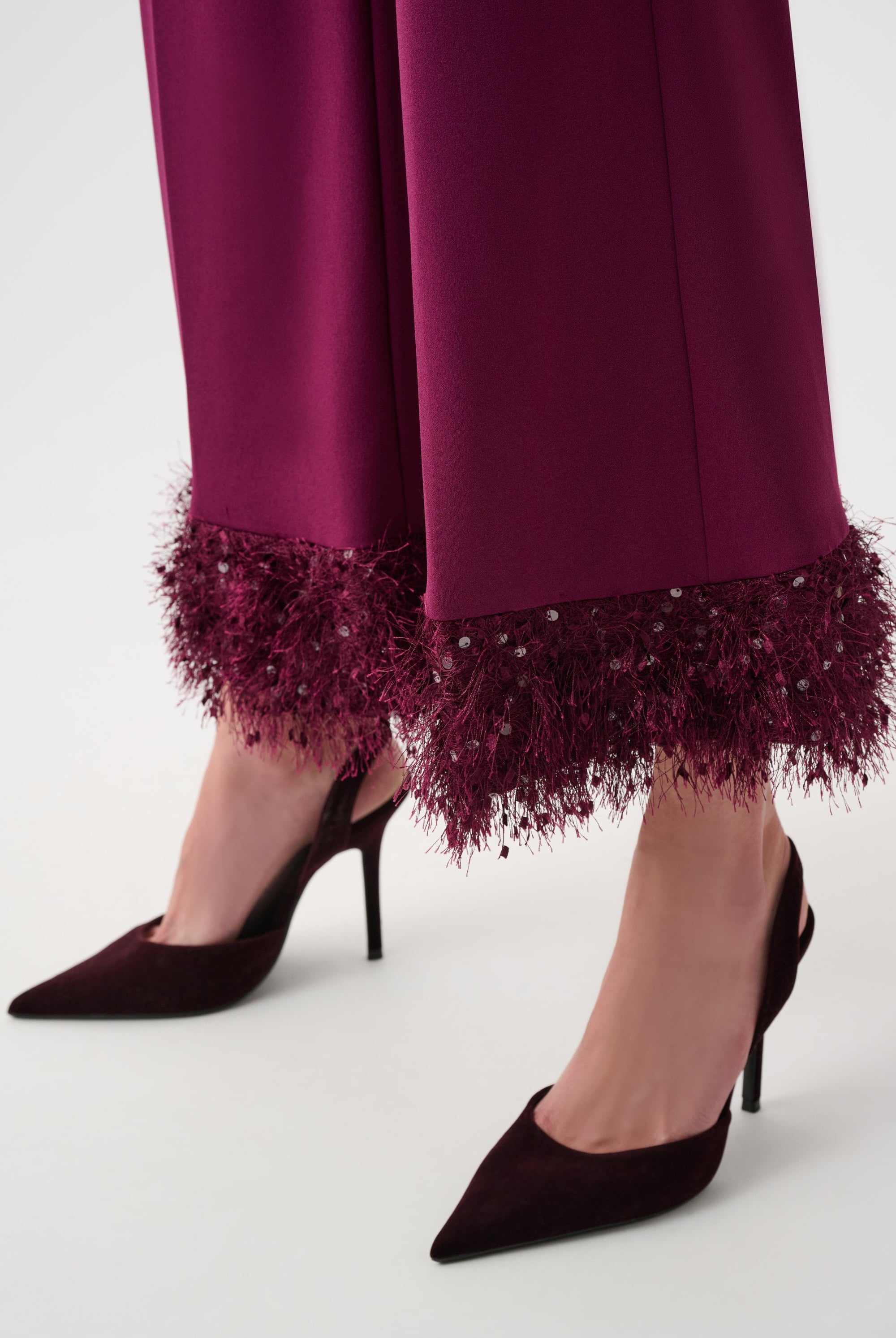 Signature | Scuba Crepe Wide Leg Pants With Fringe