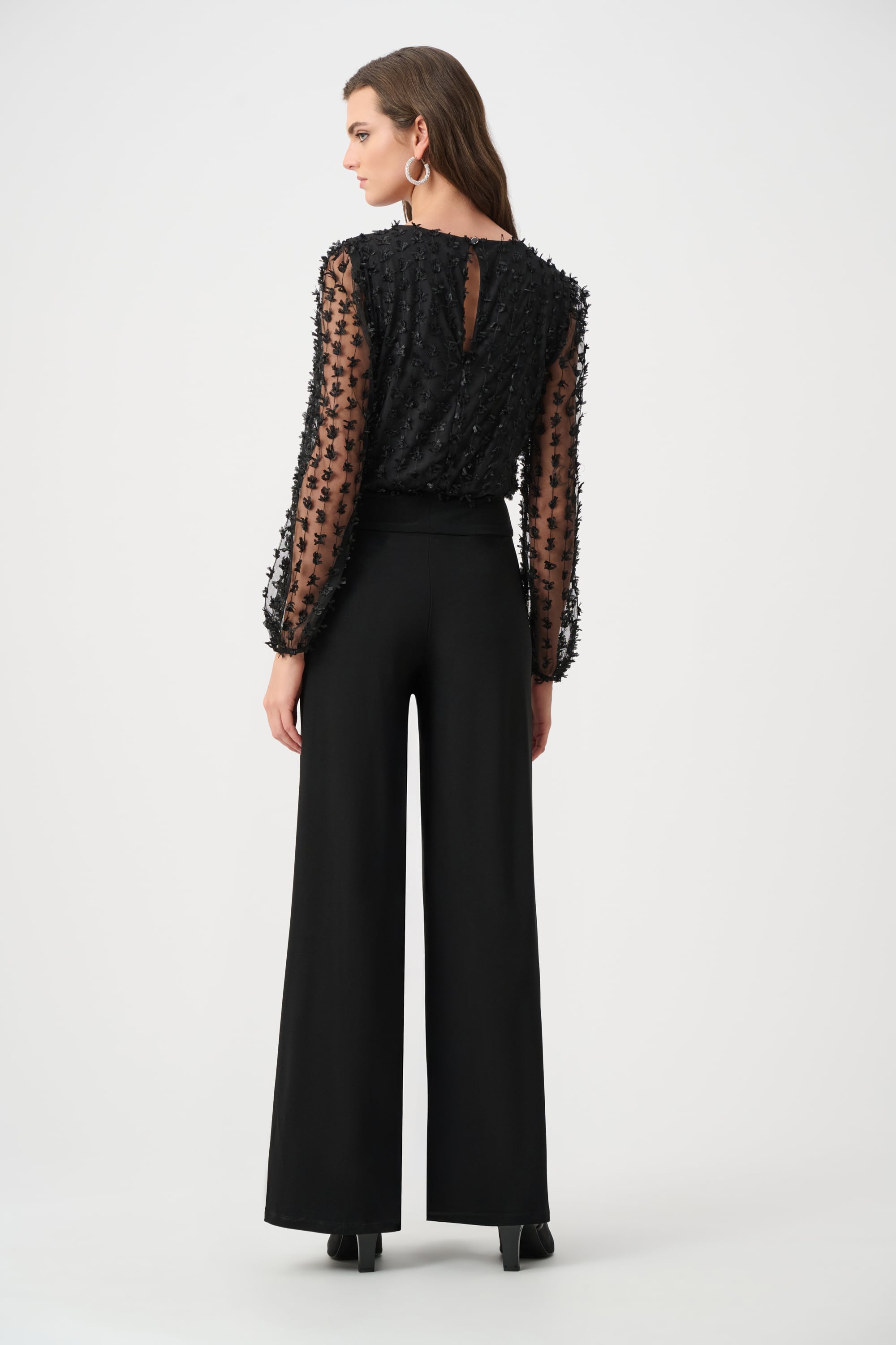 Signature | Silky Knit and Sheer Novelty Wide Leg Jumpsuit