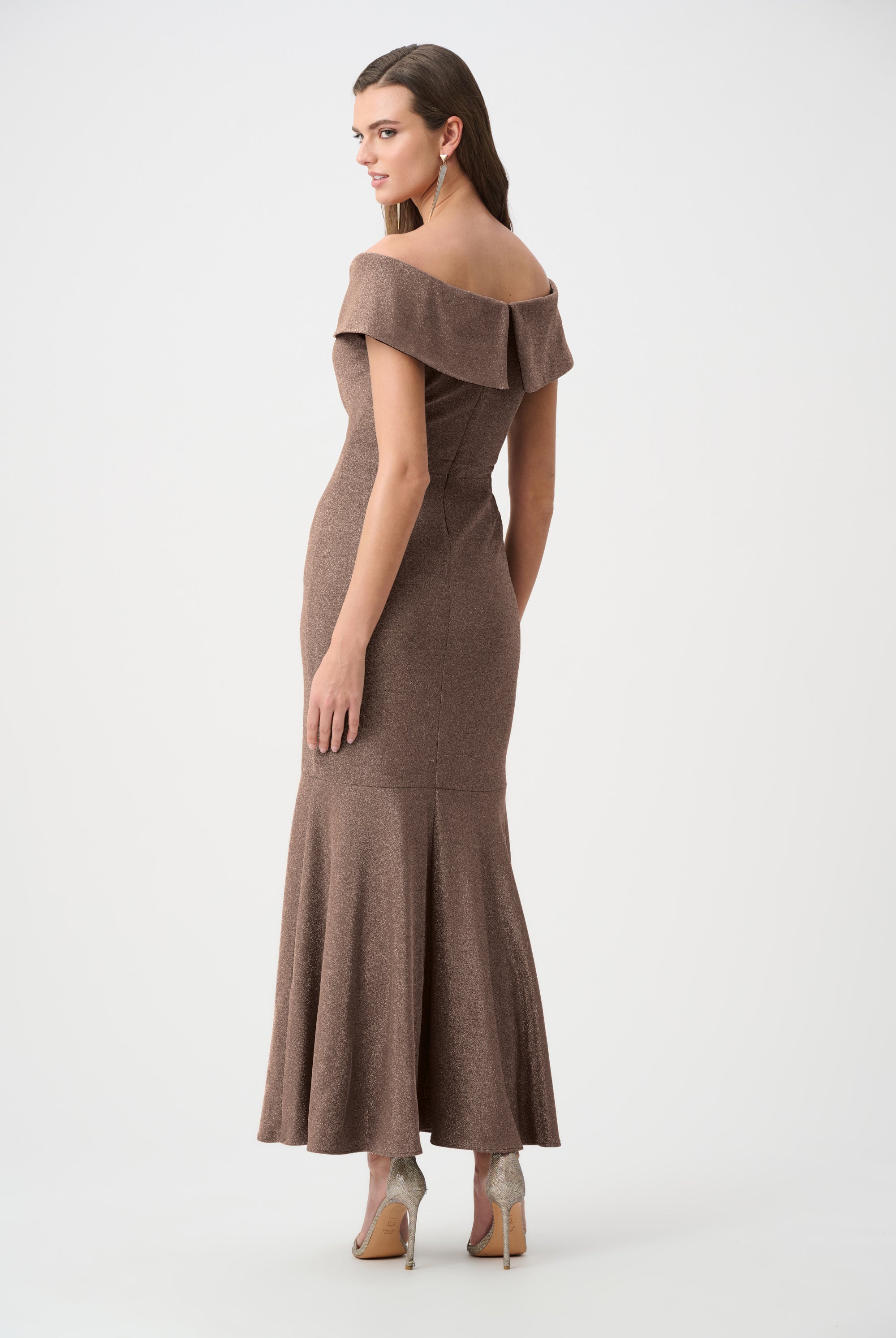 Signature | Sparkle Knit Off-Shoulder Trumpet Dress