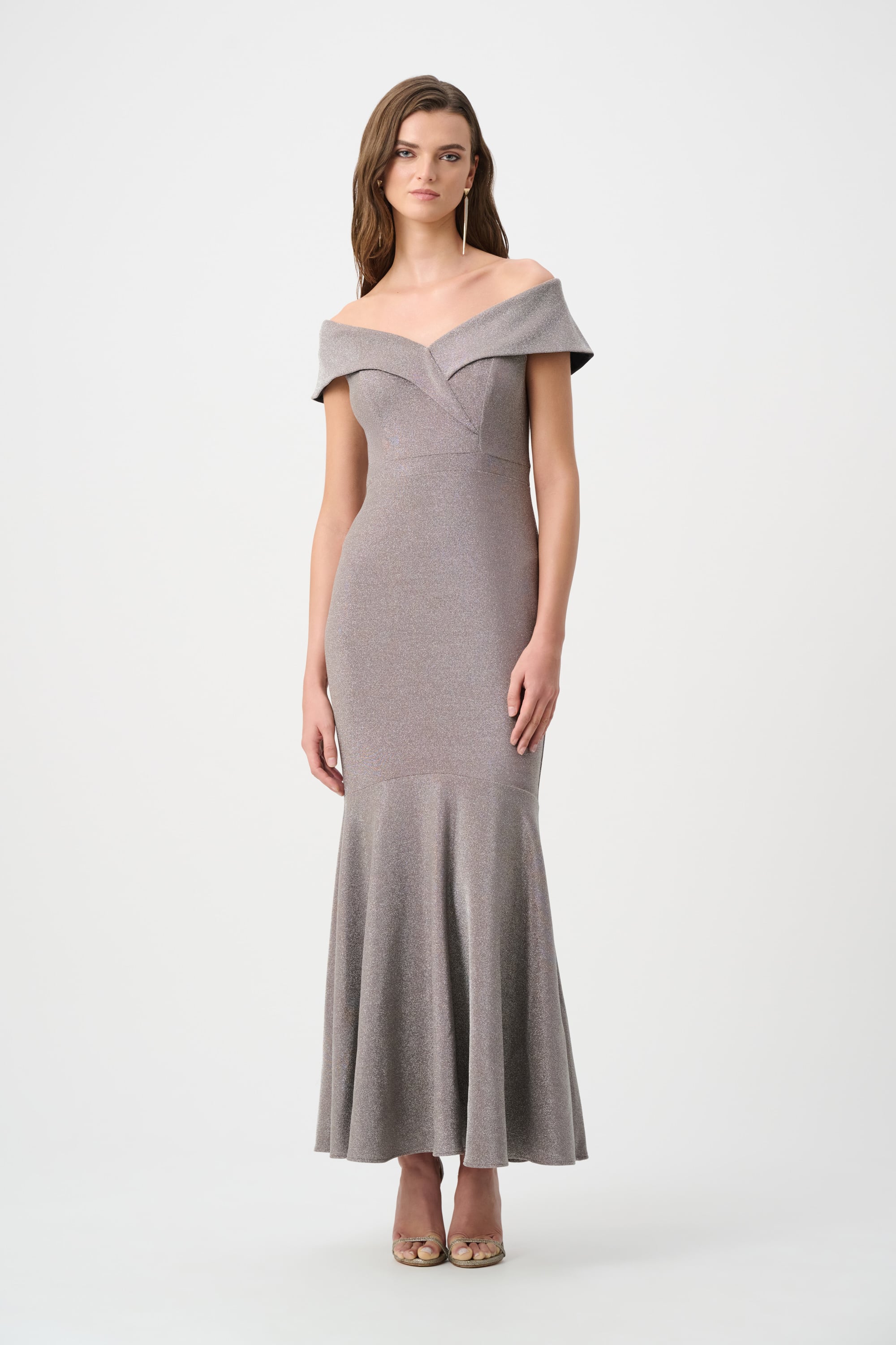 Signature | Sparkle Knit Off-Shoulder Trumpet Dress