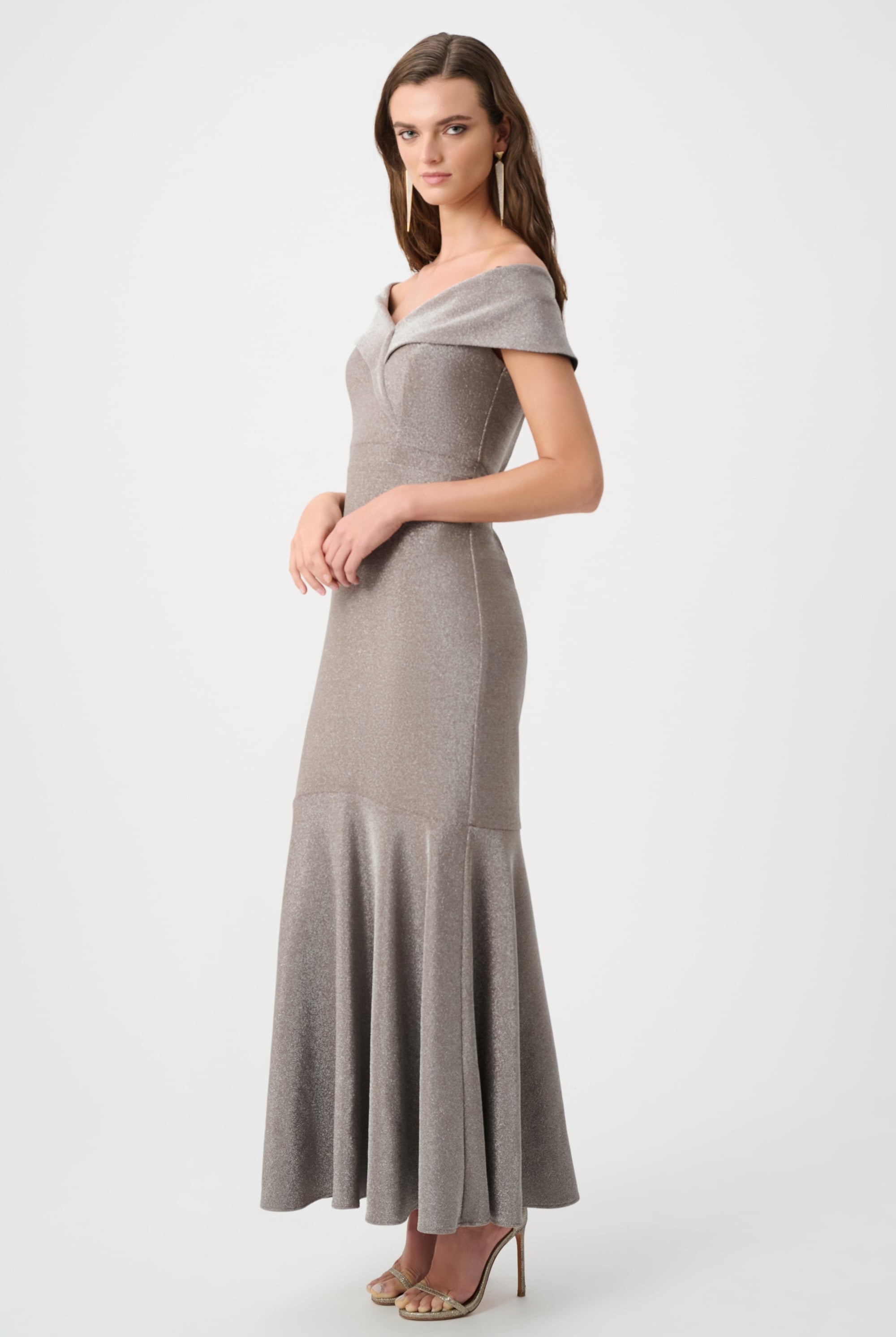 Signature | Sparkle Knit Off-Shoulder Trumpet Dress