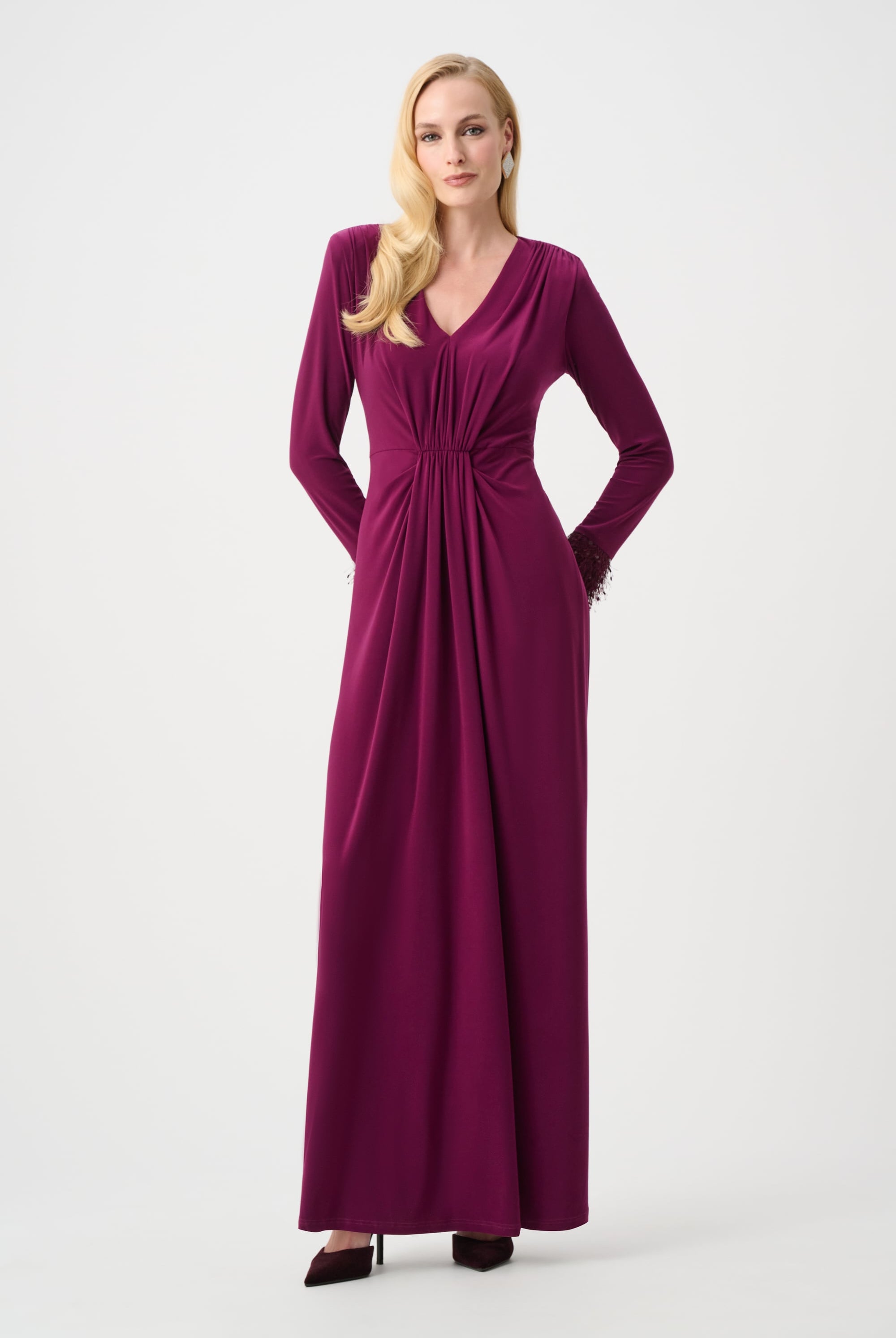 Signature | Silky Knit Fitted Gown With Fringe