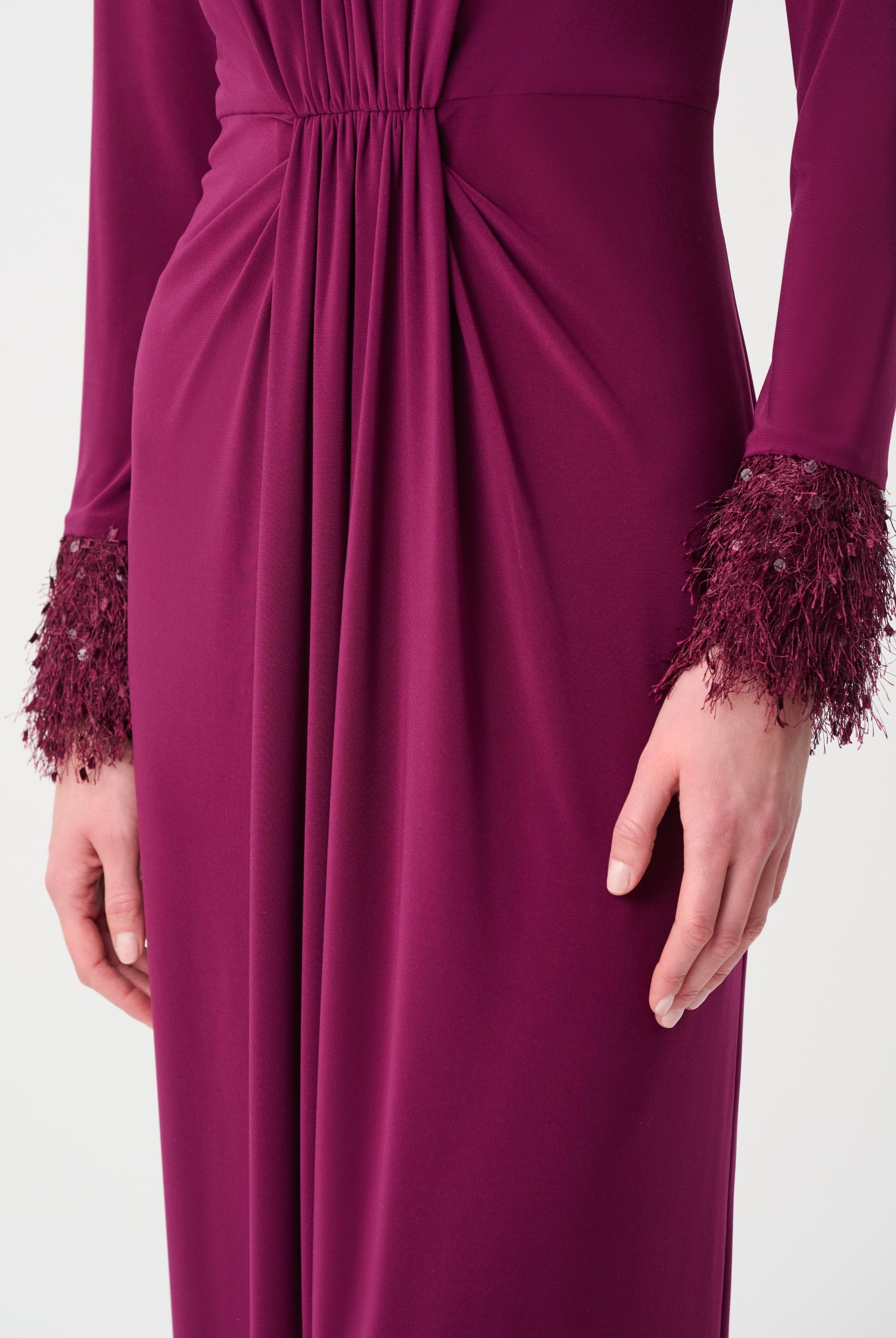 Signature | Silky Knit Fitted Gown With Fringe