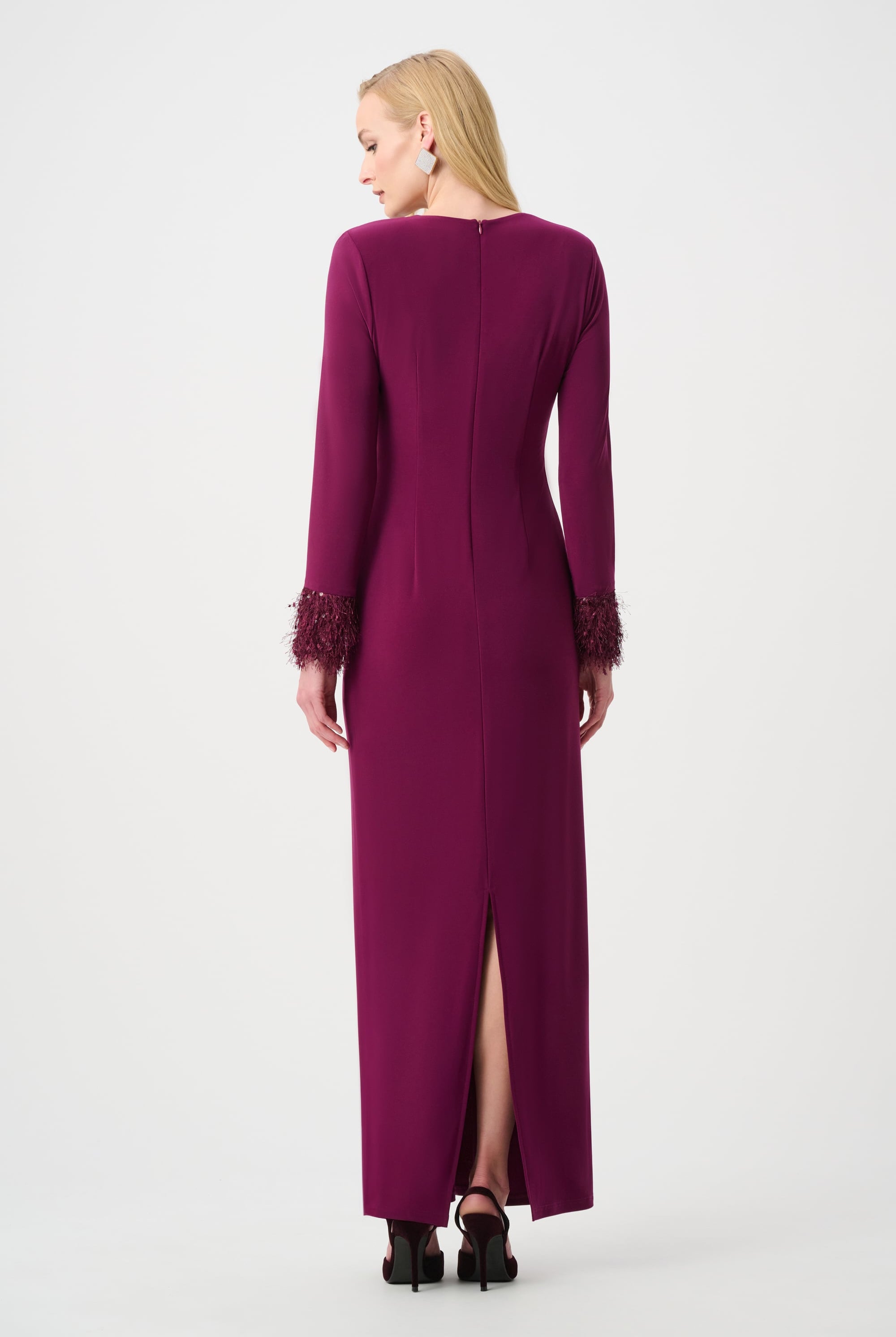 Signature | Silky Knit Fitted Gown With Fringe