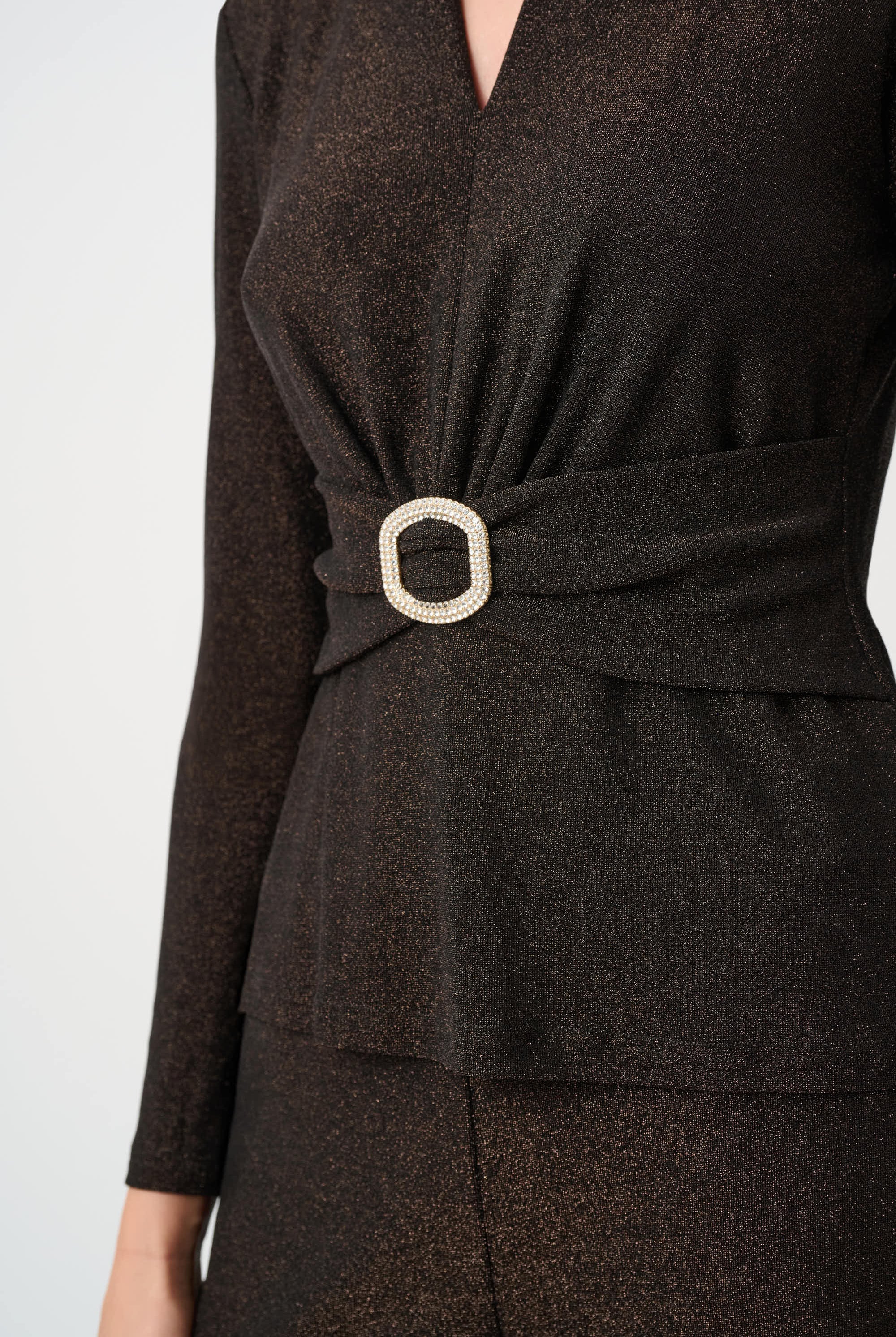 Signature | Sparkle Knit Fitted Top With Ruched Waistband