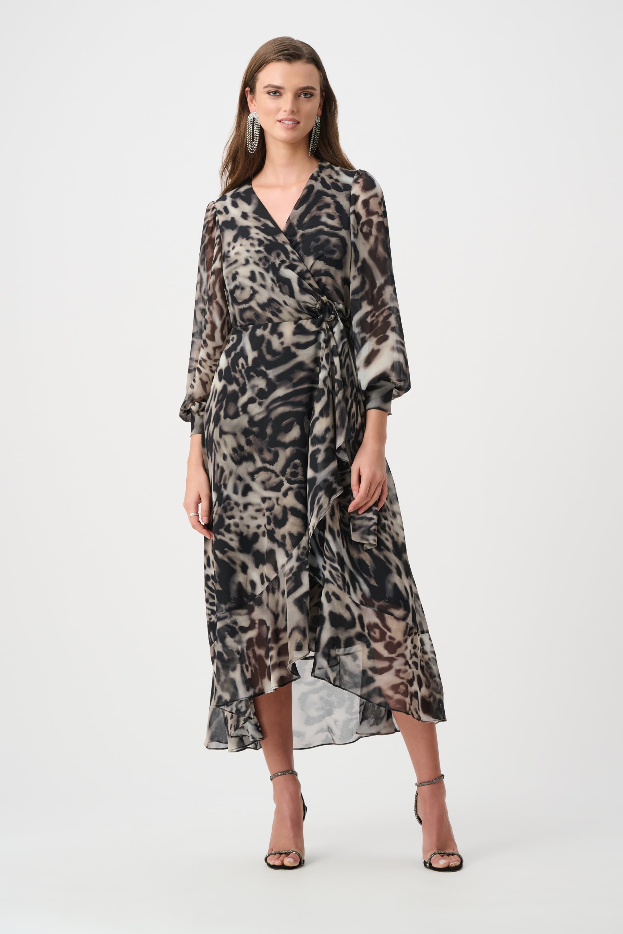 Signature | Chiffon Printed Fit and Flare Wrap Dress