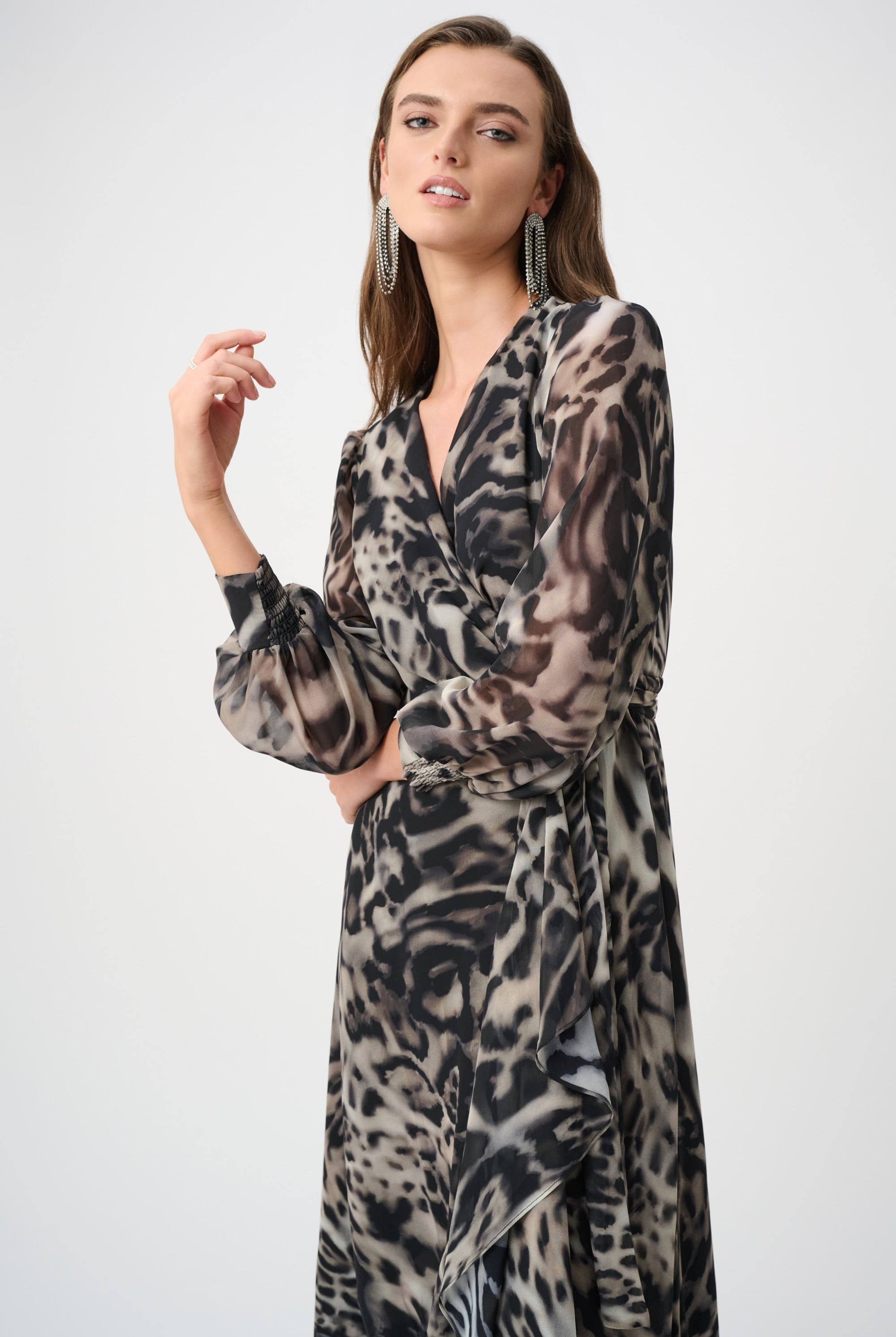 Signature | Chiffon Printed Fit and Flare Wrap Dress