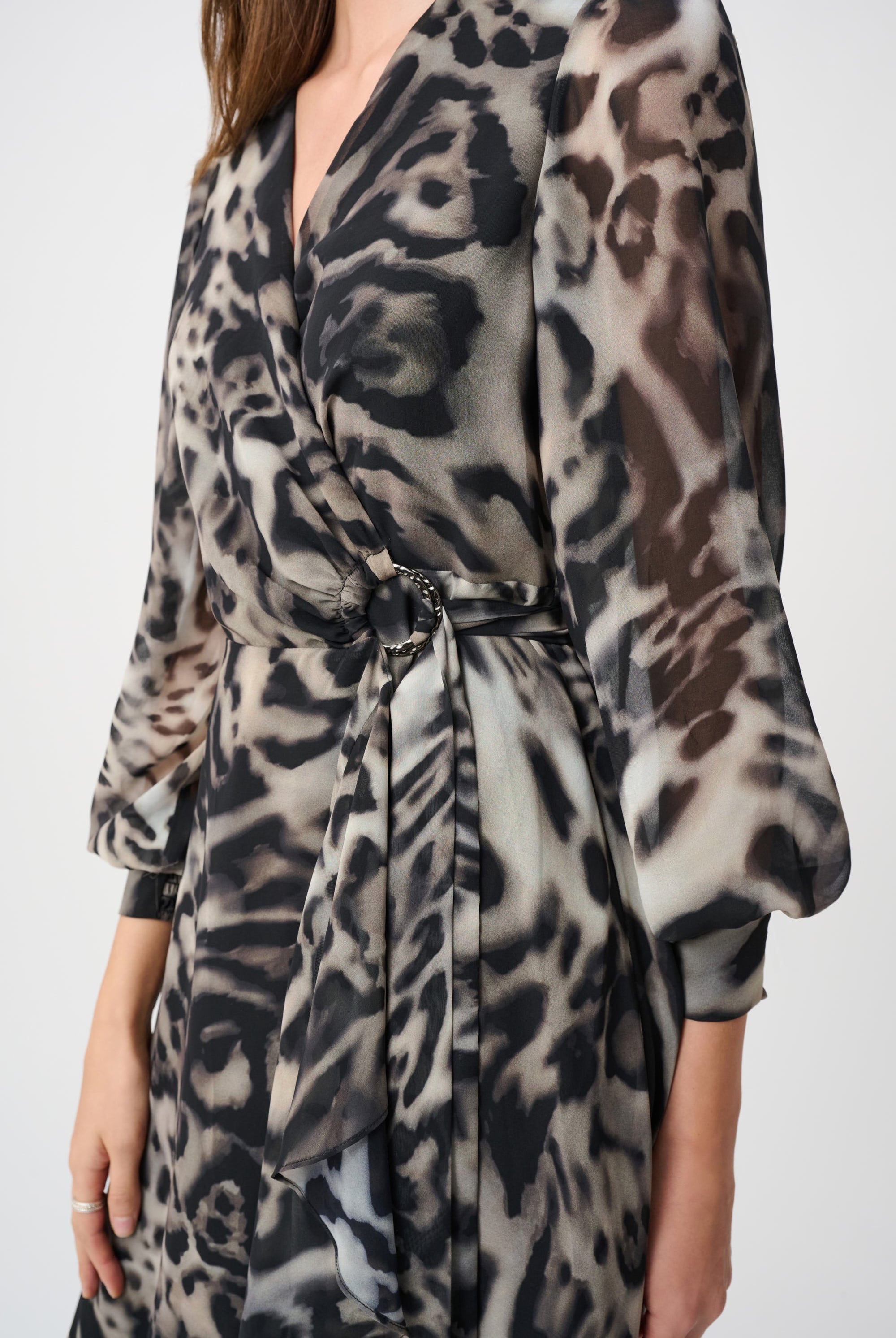 Signature | Chiffon Printed Fit and Flare Wrap Dress