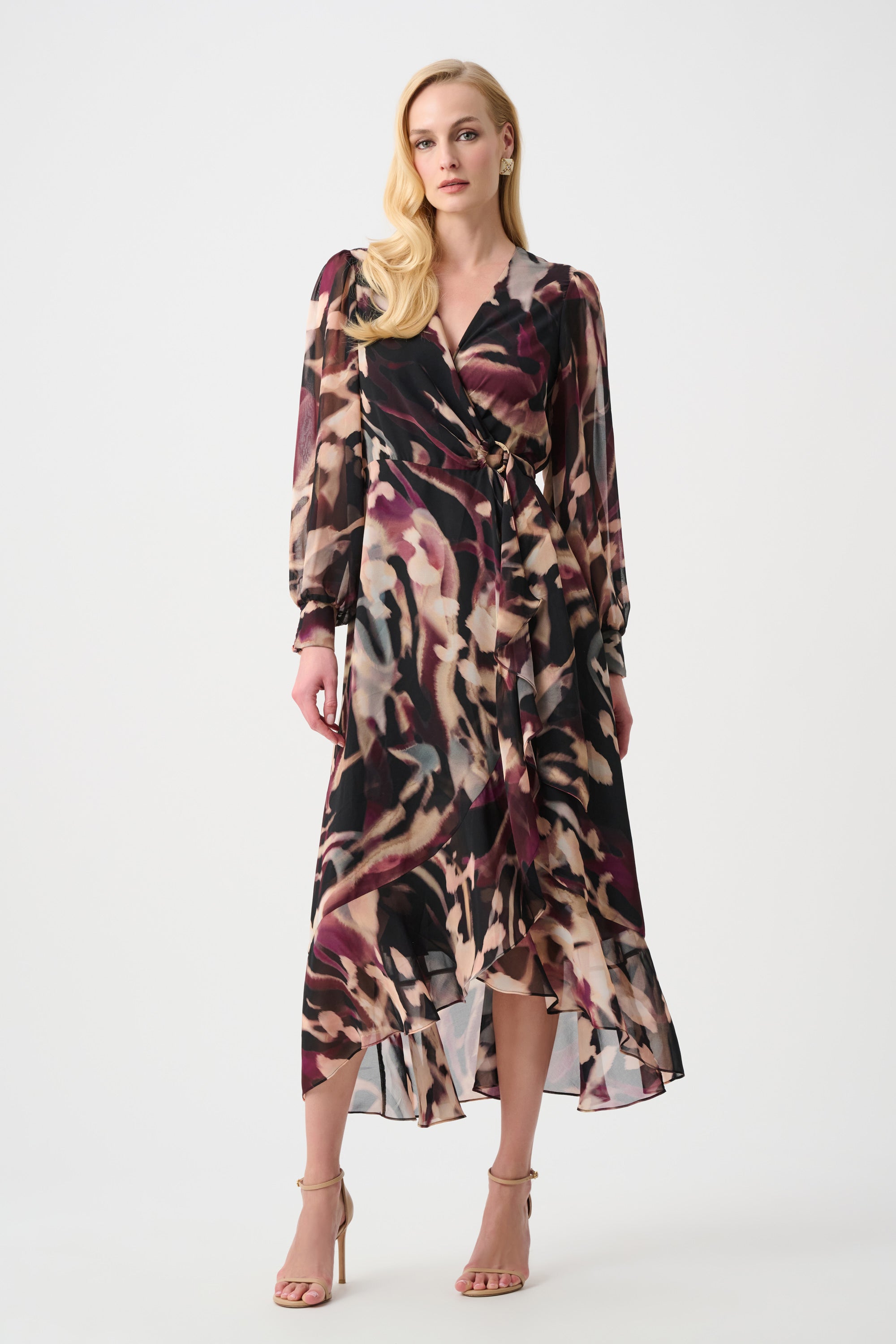 Signature | Chiffon Printed Fit and Flare Wrap Dress
