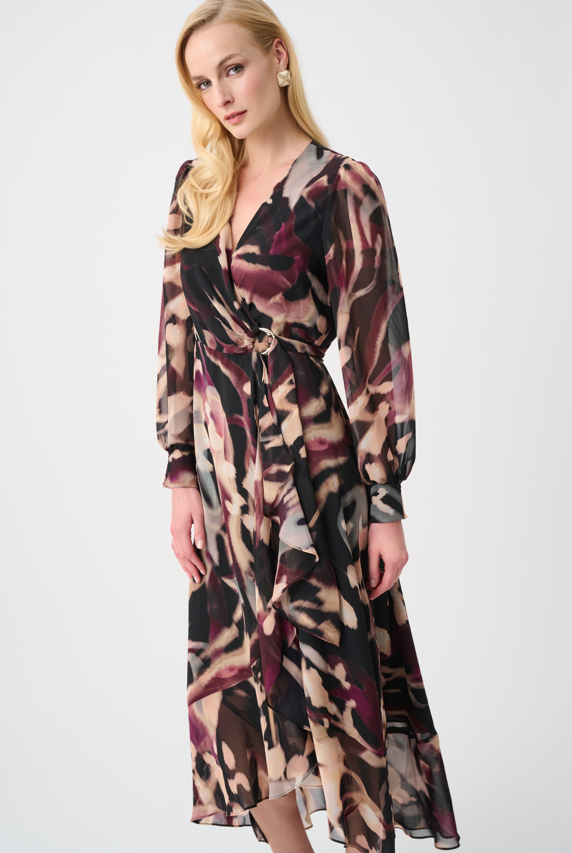 Signature | Chiffon Printed Fit and Flare Wrap Dress
