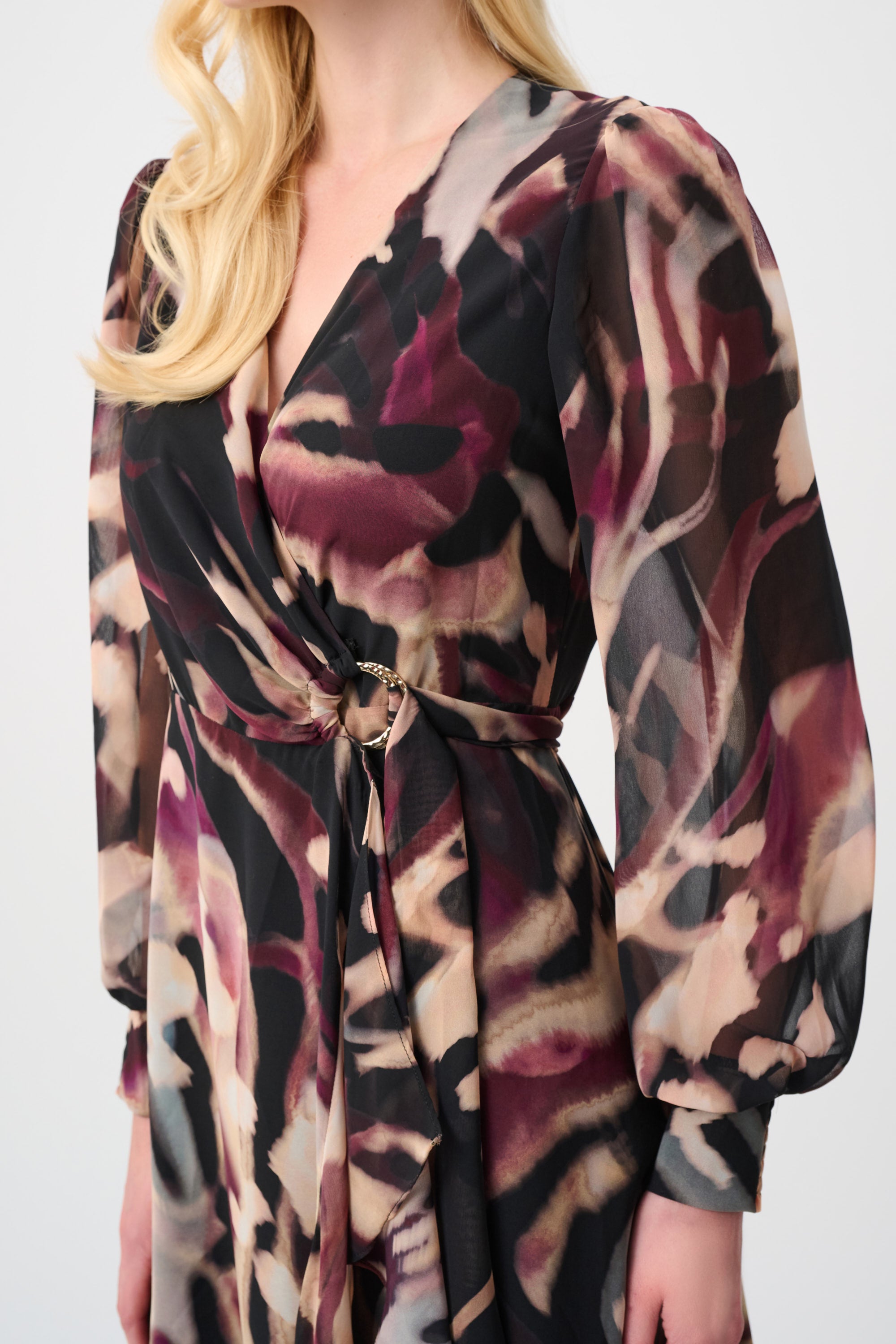 Signature | Chiffon Printed Fit and Flare Wrap Dress