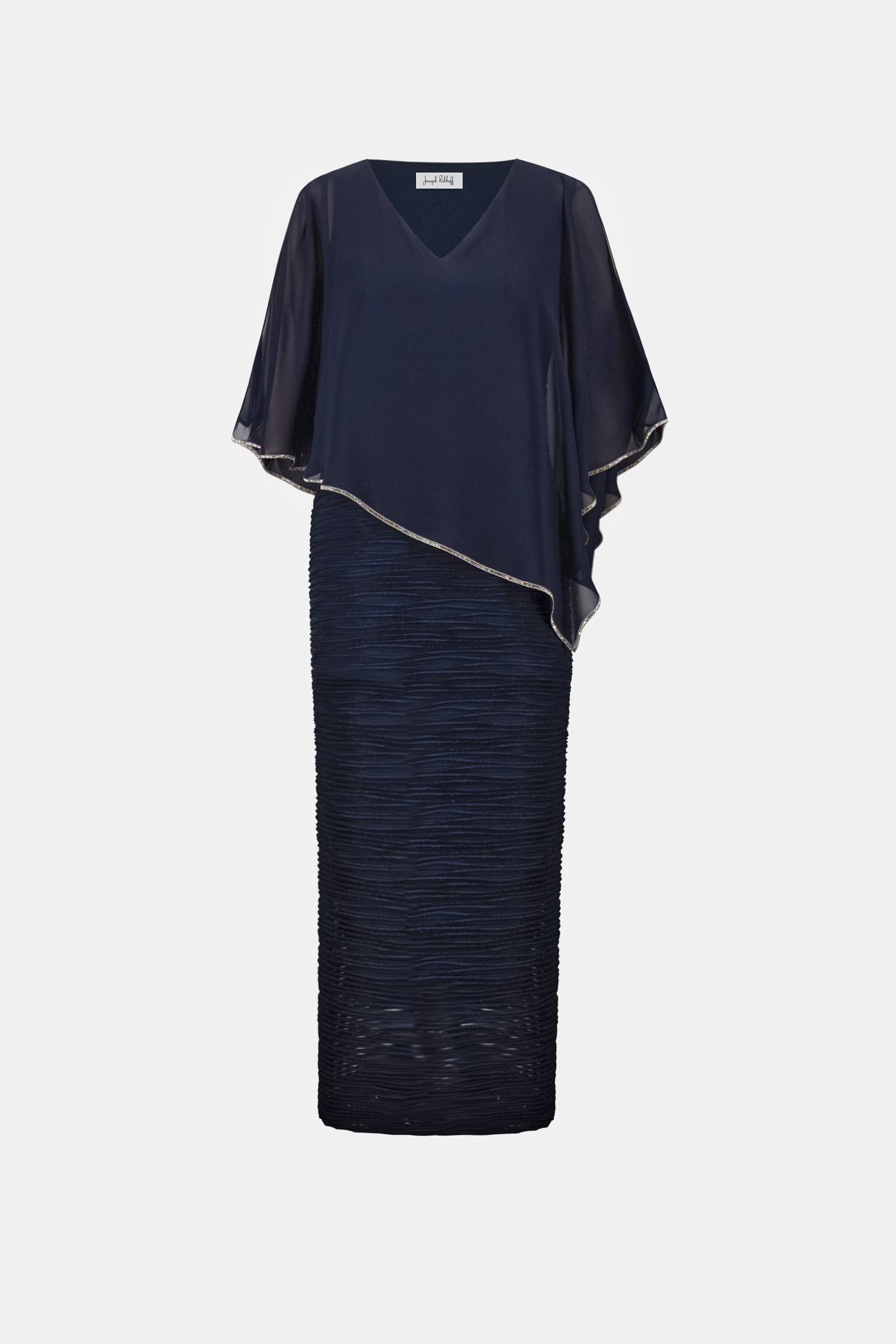 Signature | Sparkle Cascade Gown With Chiffon Poncho Overlay