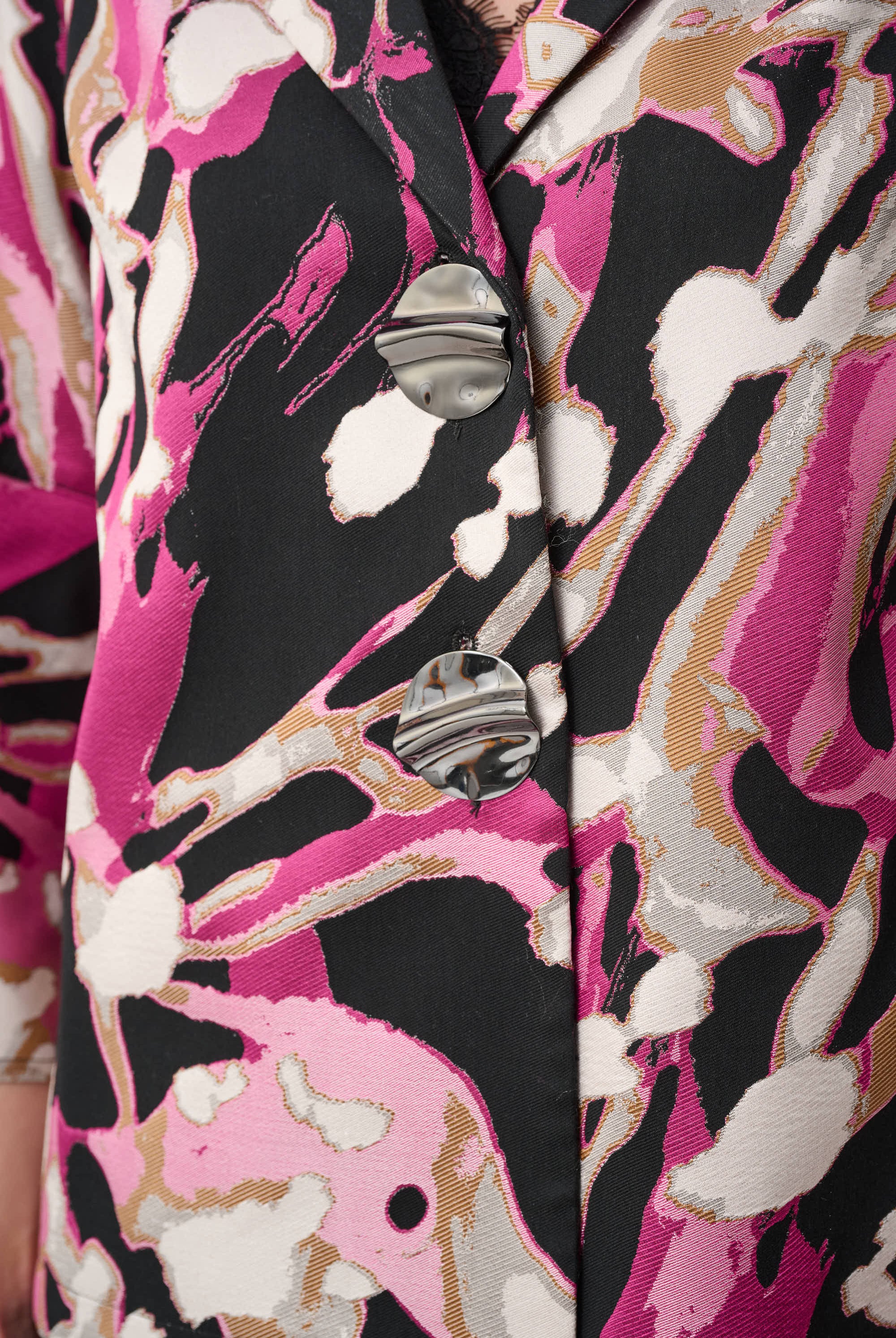 Signature | Jacquard Abstract Print Trapeze Jacket
