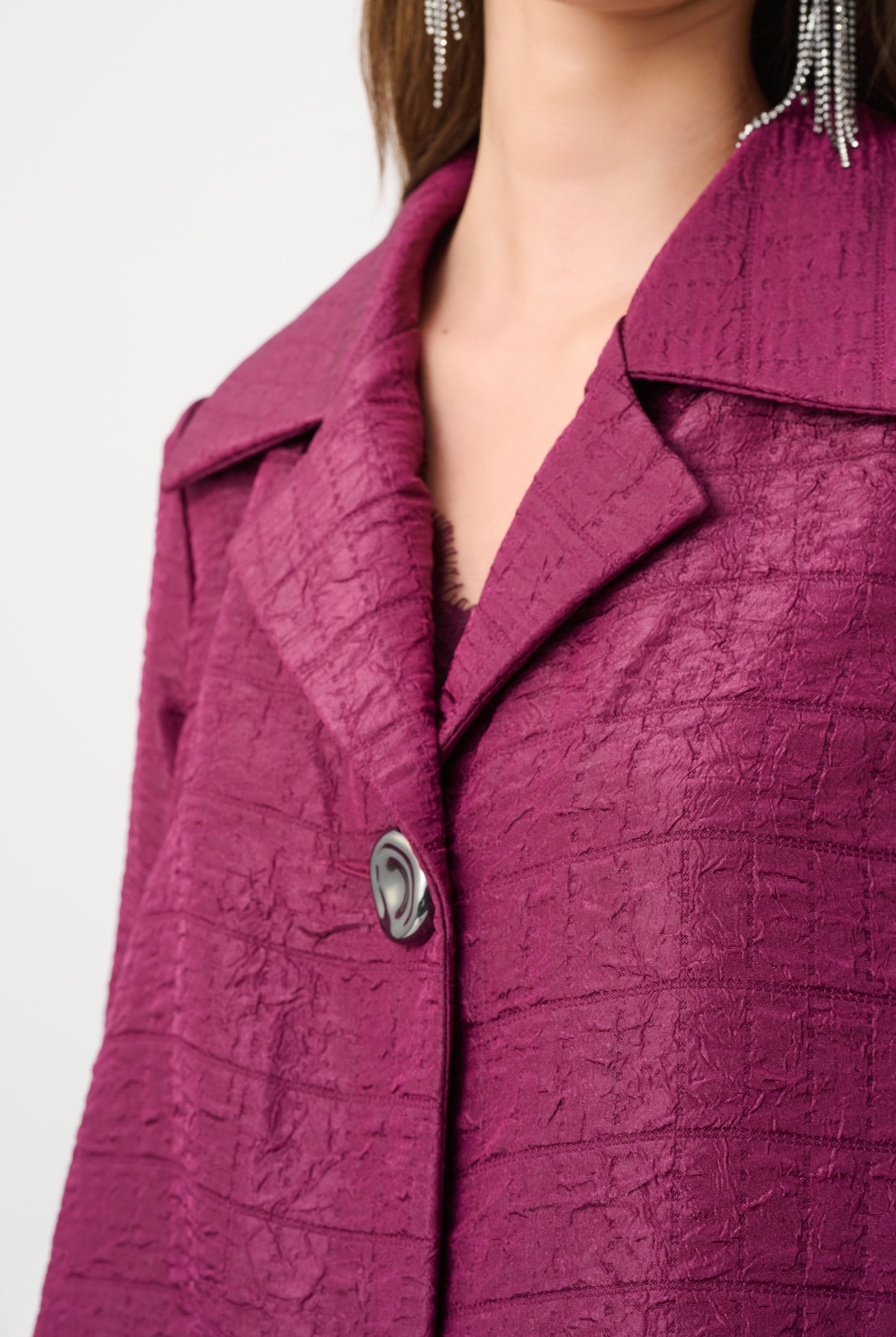 Signature | Textured Jacquard Notch Collar Swing Jacket