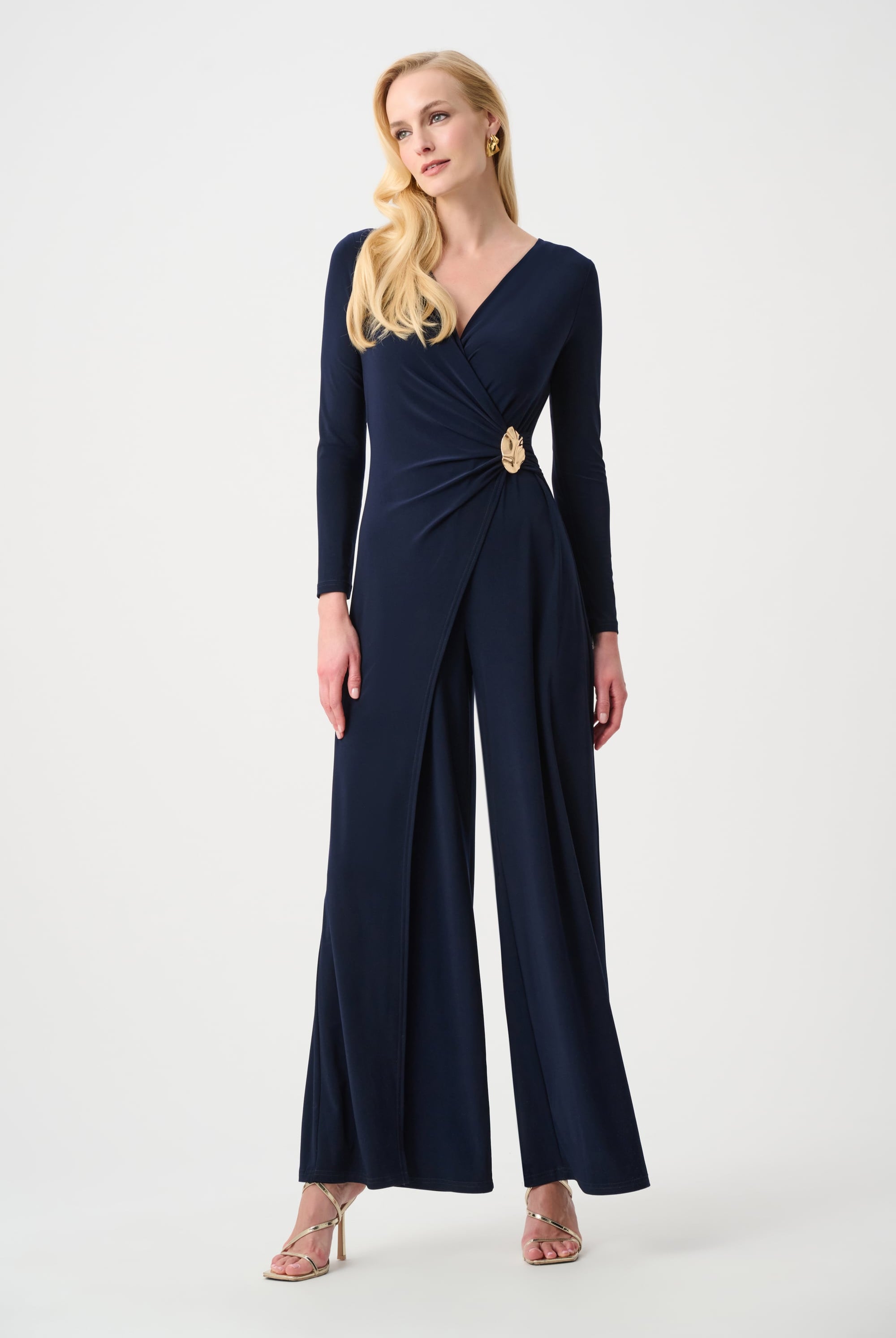 Signature | Silky Knit Wide Leg Wrap Jumpsuit