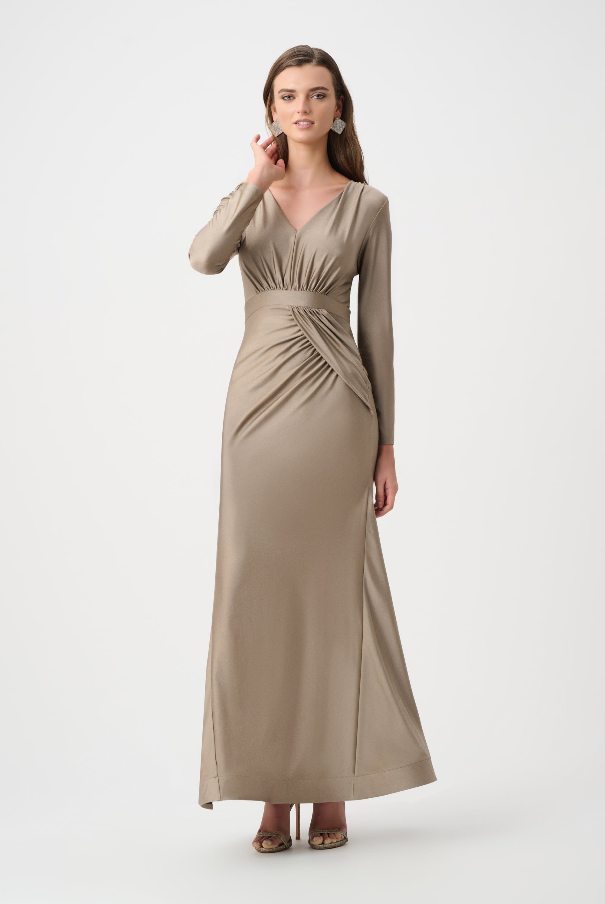 Signature | Satin Effect Knit Trumpet Wrap Gown