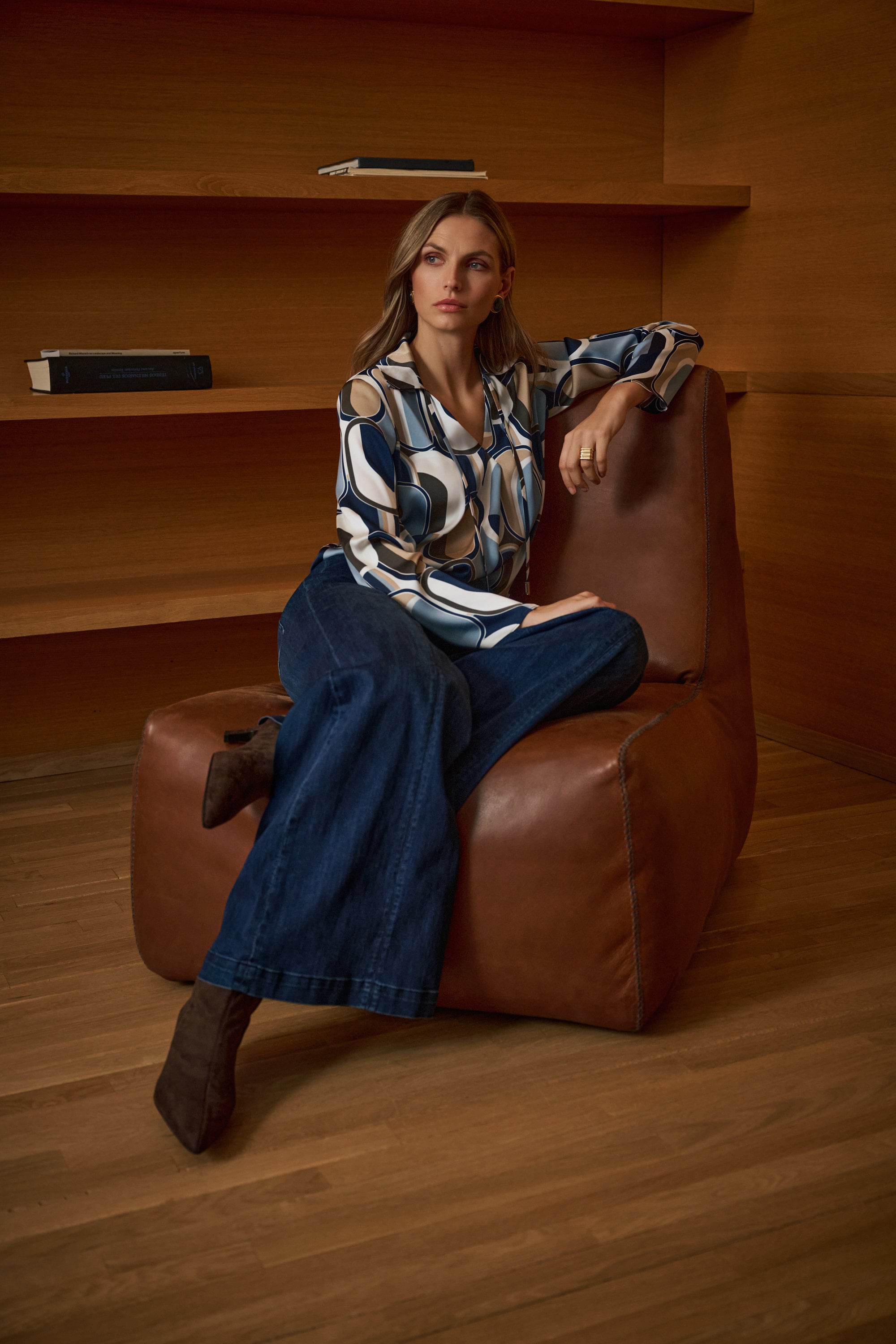 Featherweave Denim Palazzo High-Rise Pull-On Jeans