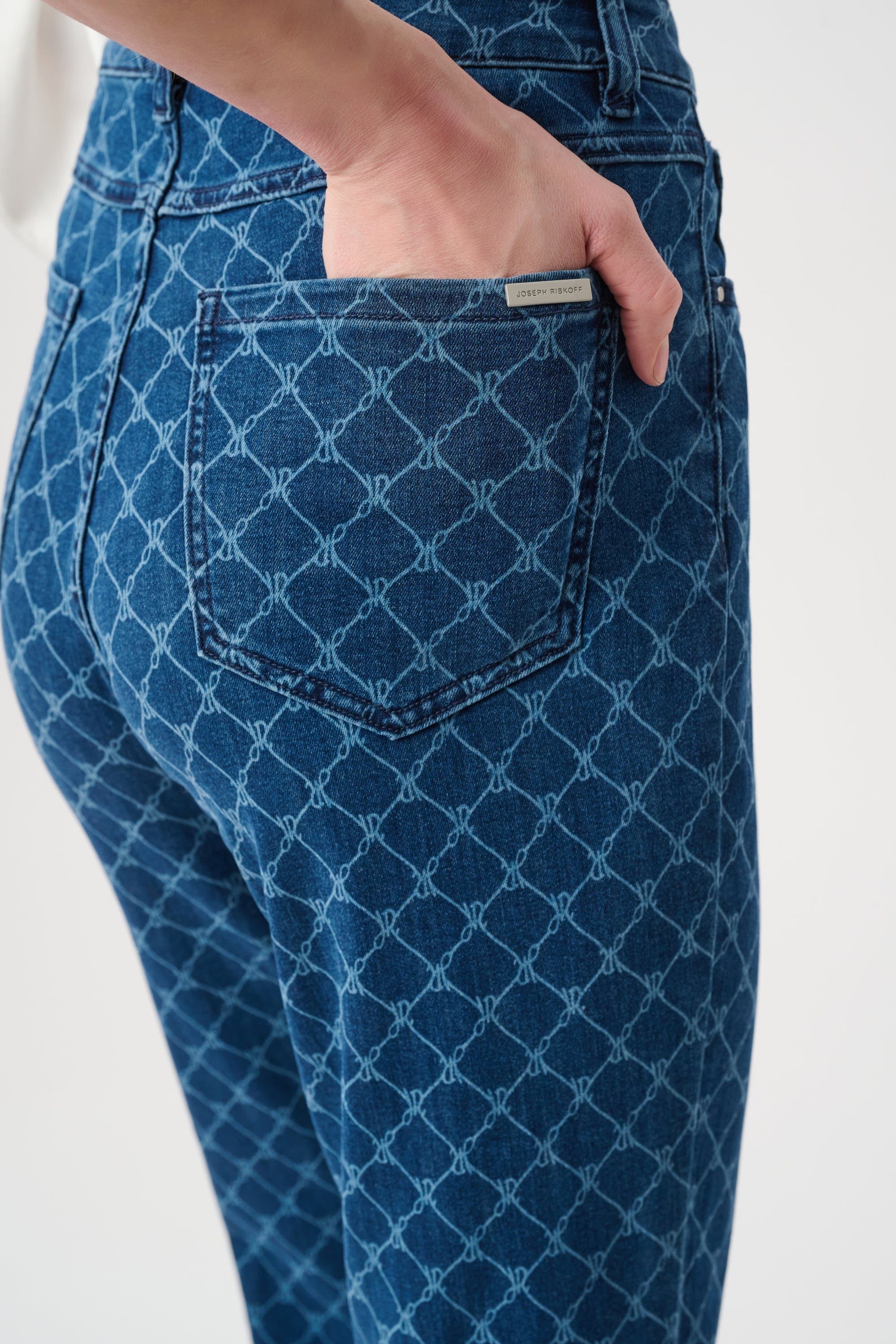 Featherweave Denim Strip-Dye Print Straight Classic Jeans