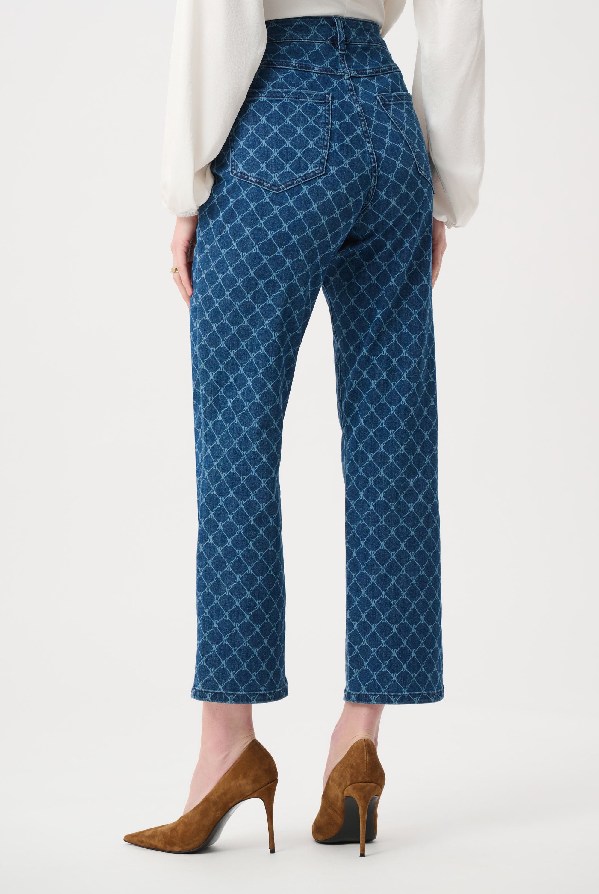 Featherweave Denim Strip-Dye Print Straight Classic Jeans