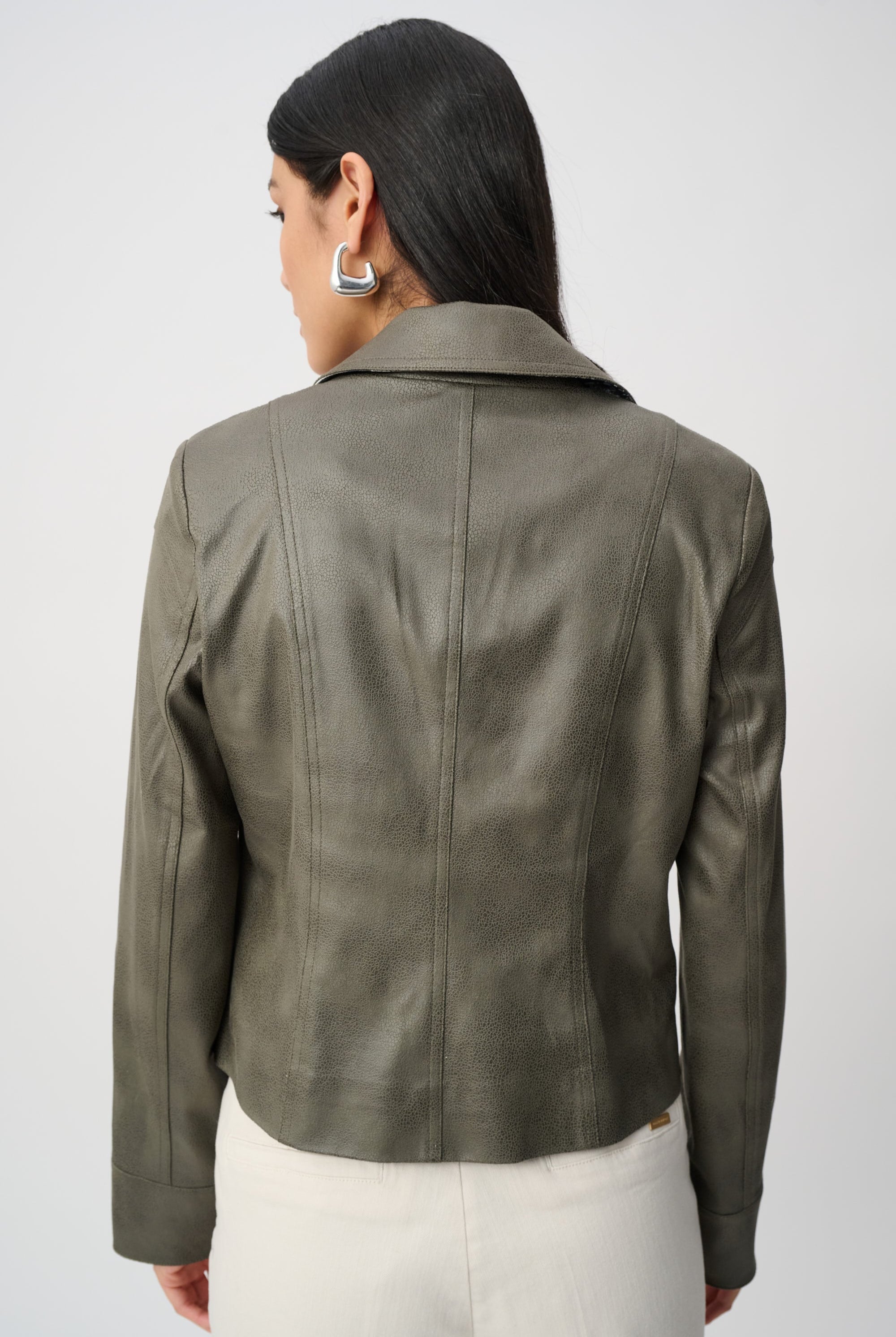 Foiled Faux Suede Fitted Jacket