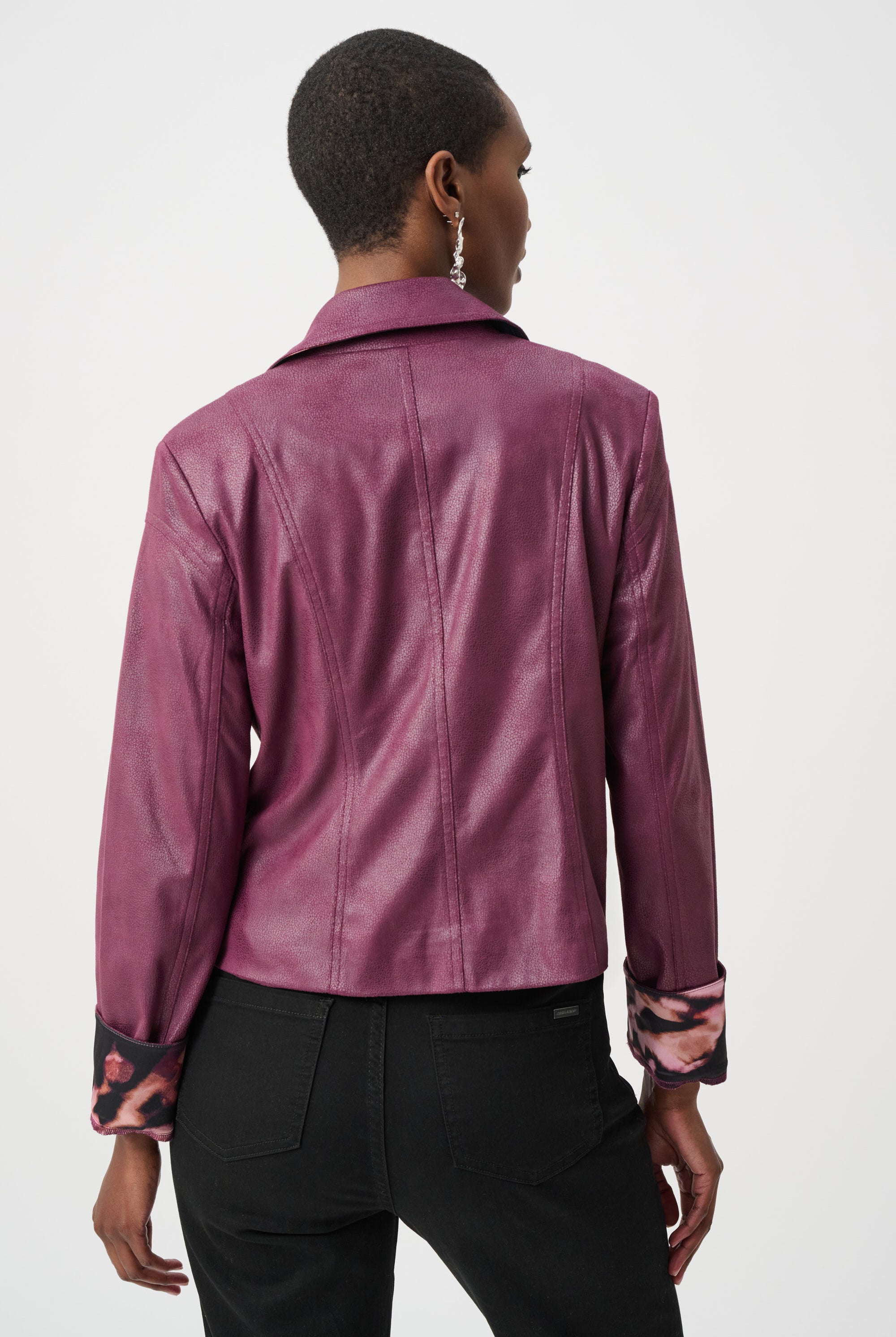 Foiled Faux Suede Fitted Jacket