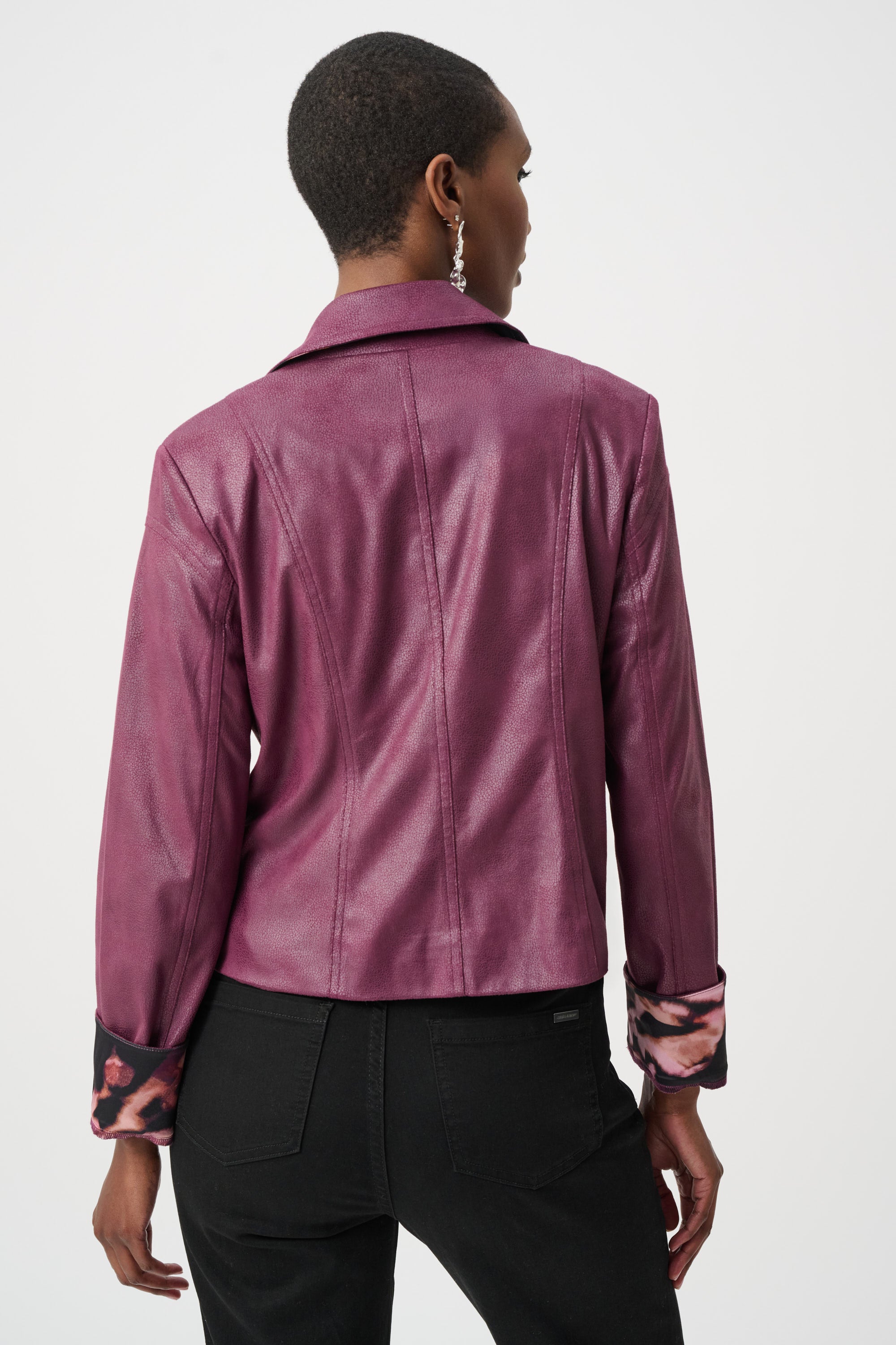 Foiled Faux Suede Fitted Jacket