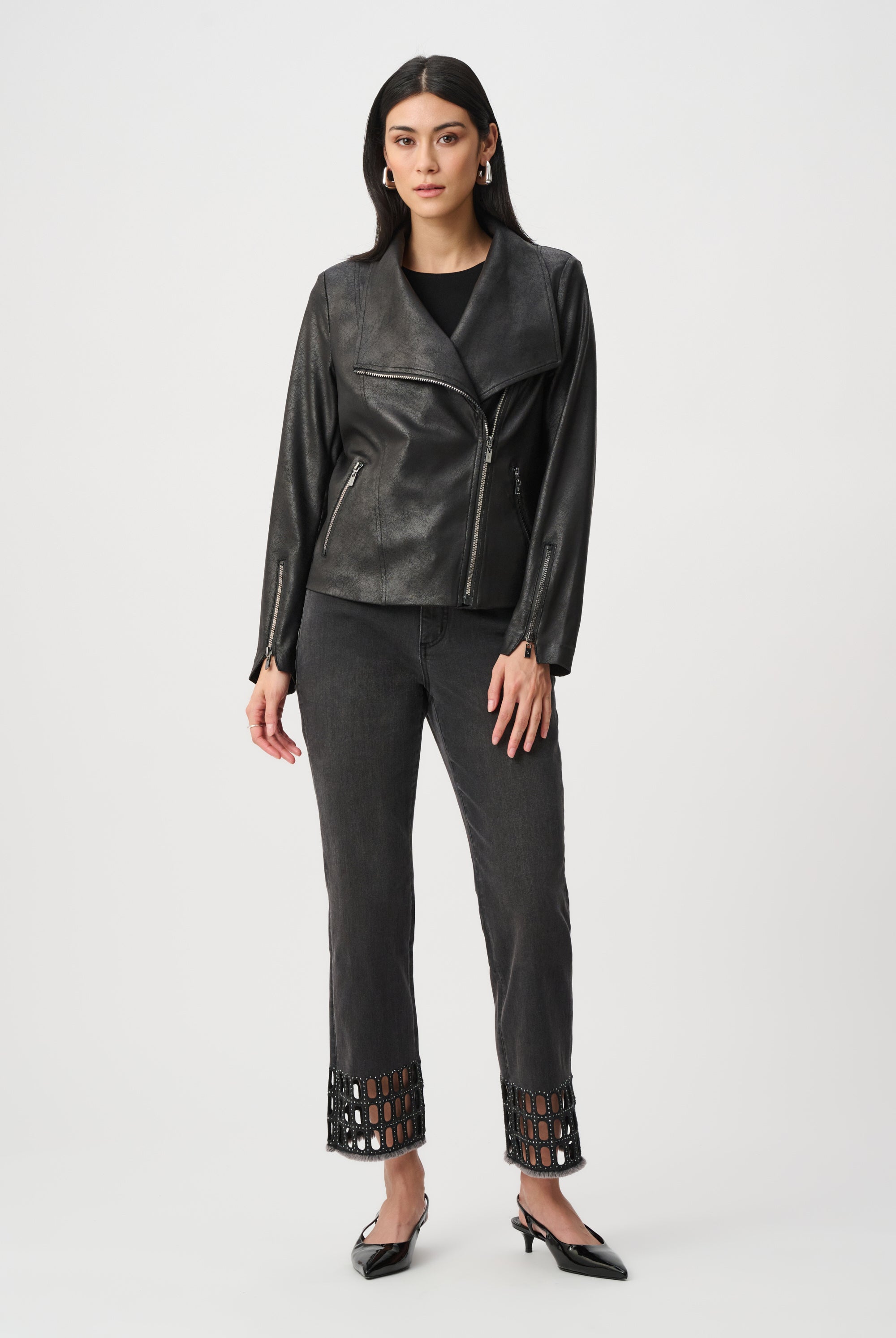 Foiled Knit Fitted Jacket