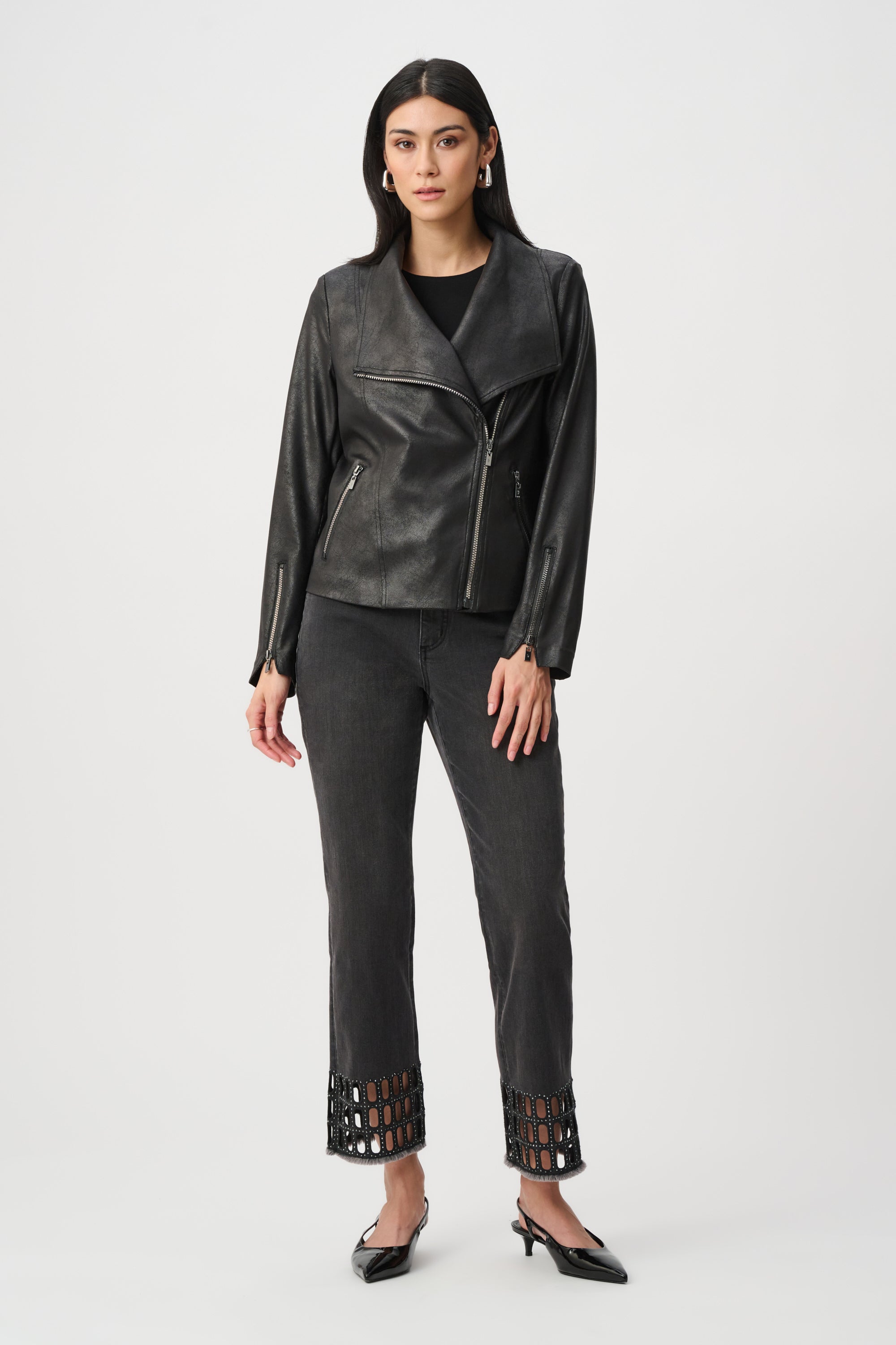 Foiled Knit Fitted Jacket