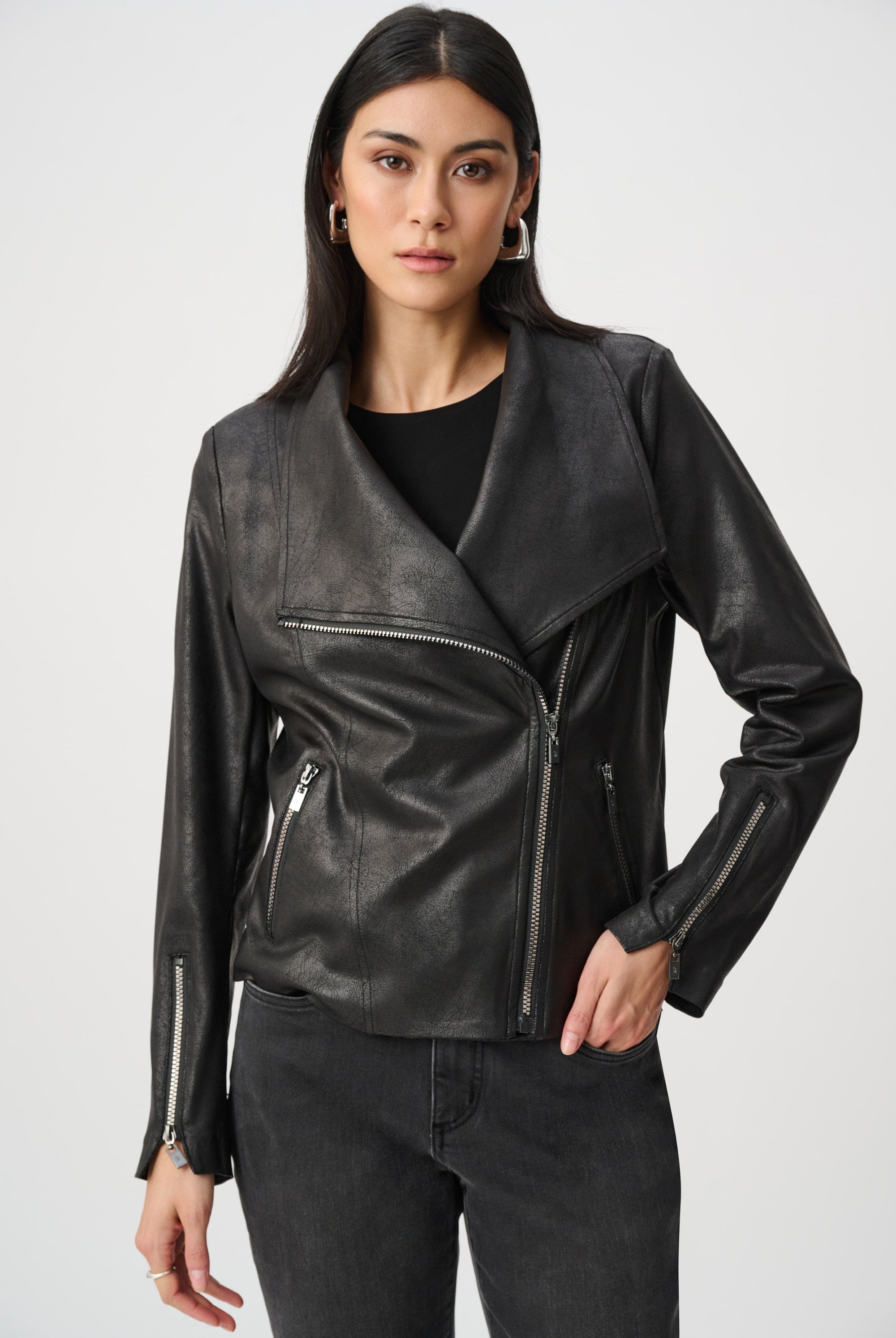 Foiled Knit Fitted Jacket