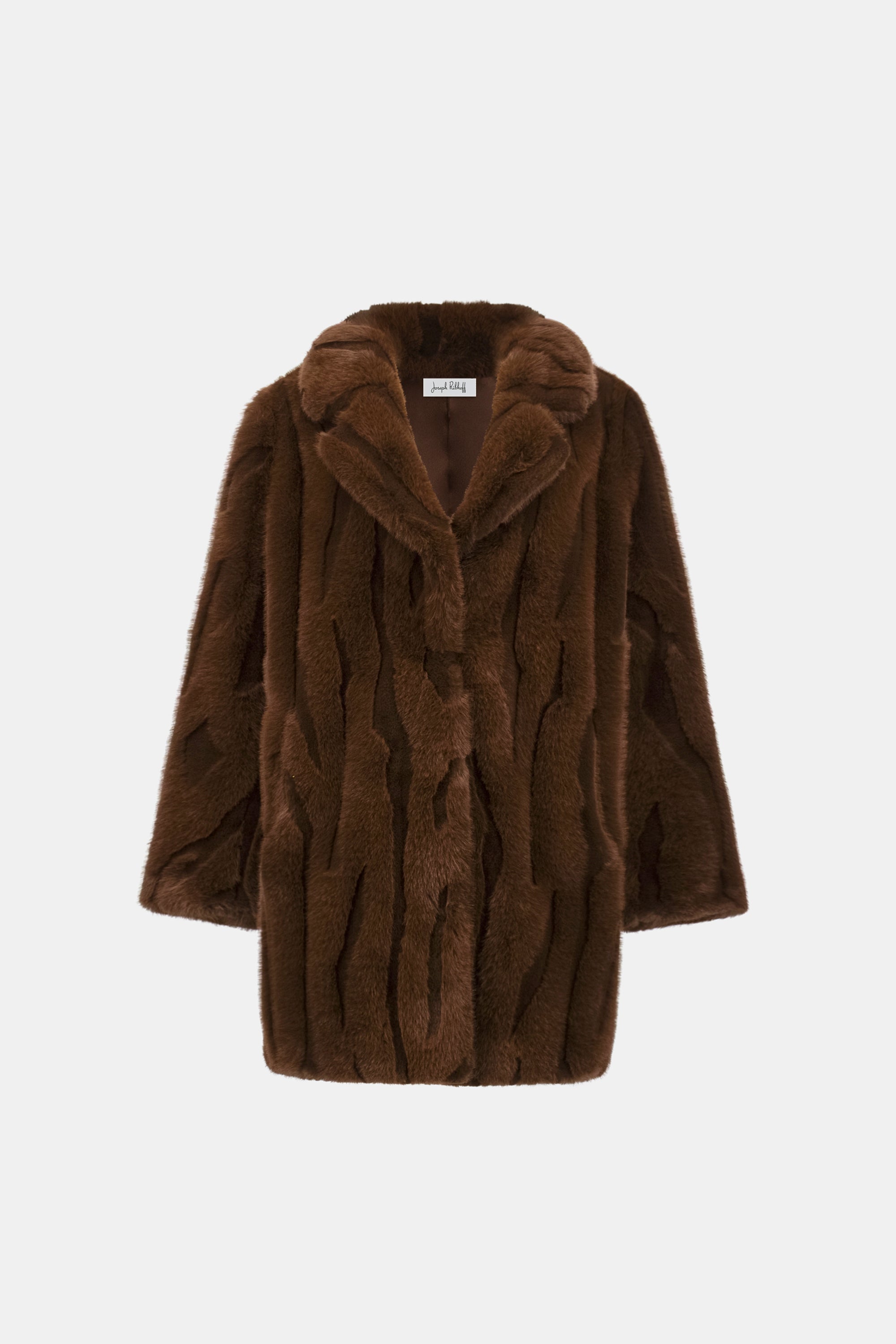 Textured Faux Fur Notch Collar Coat