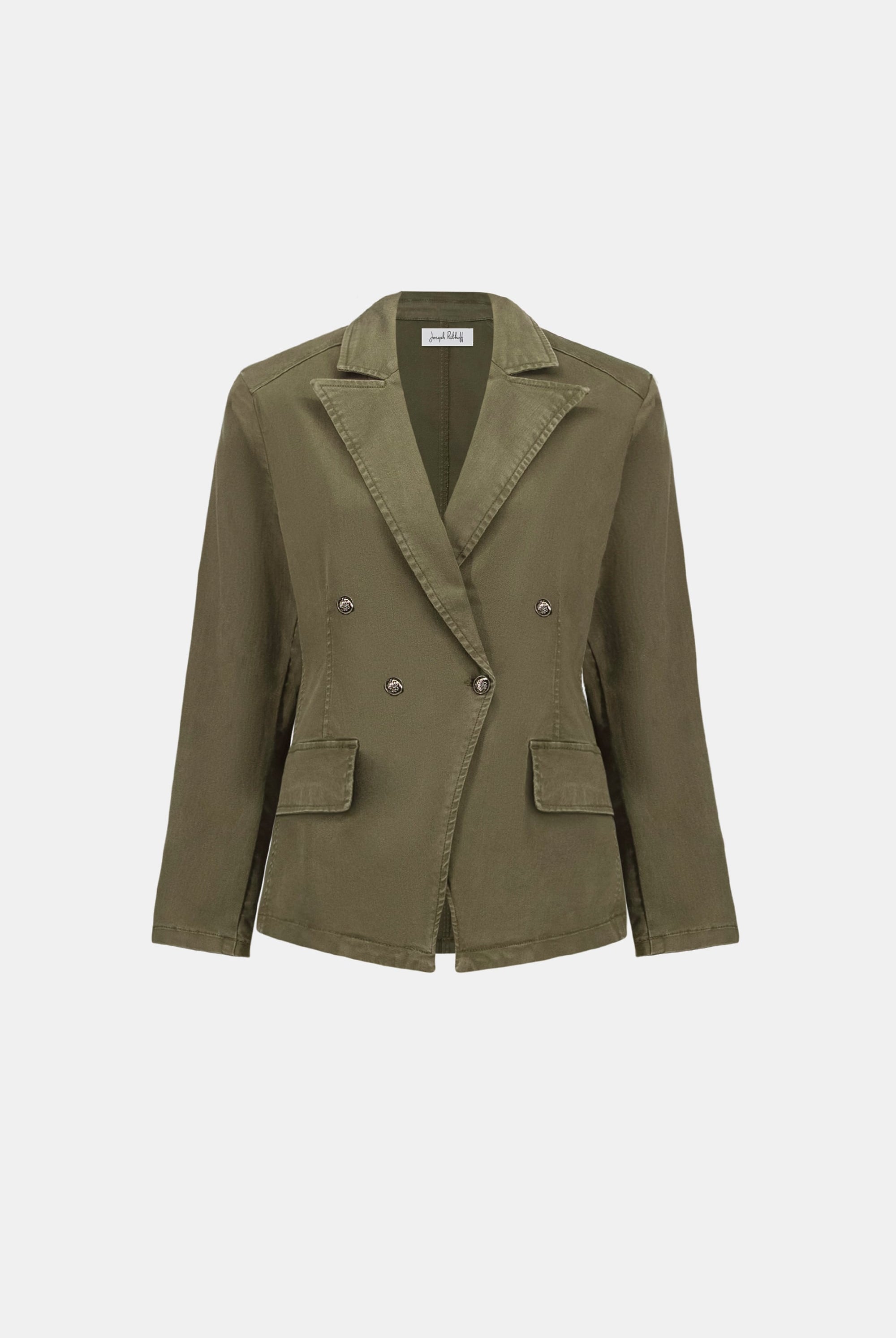 Featherweave Denim Double-Breasted Blazer
