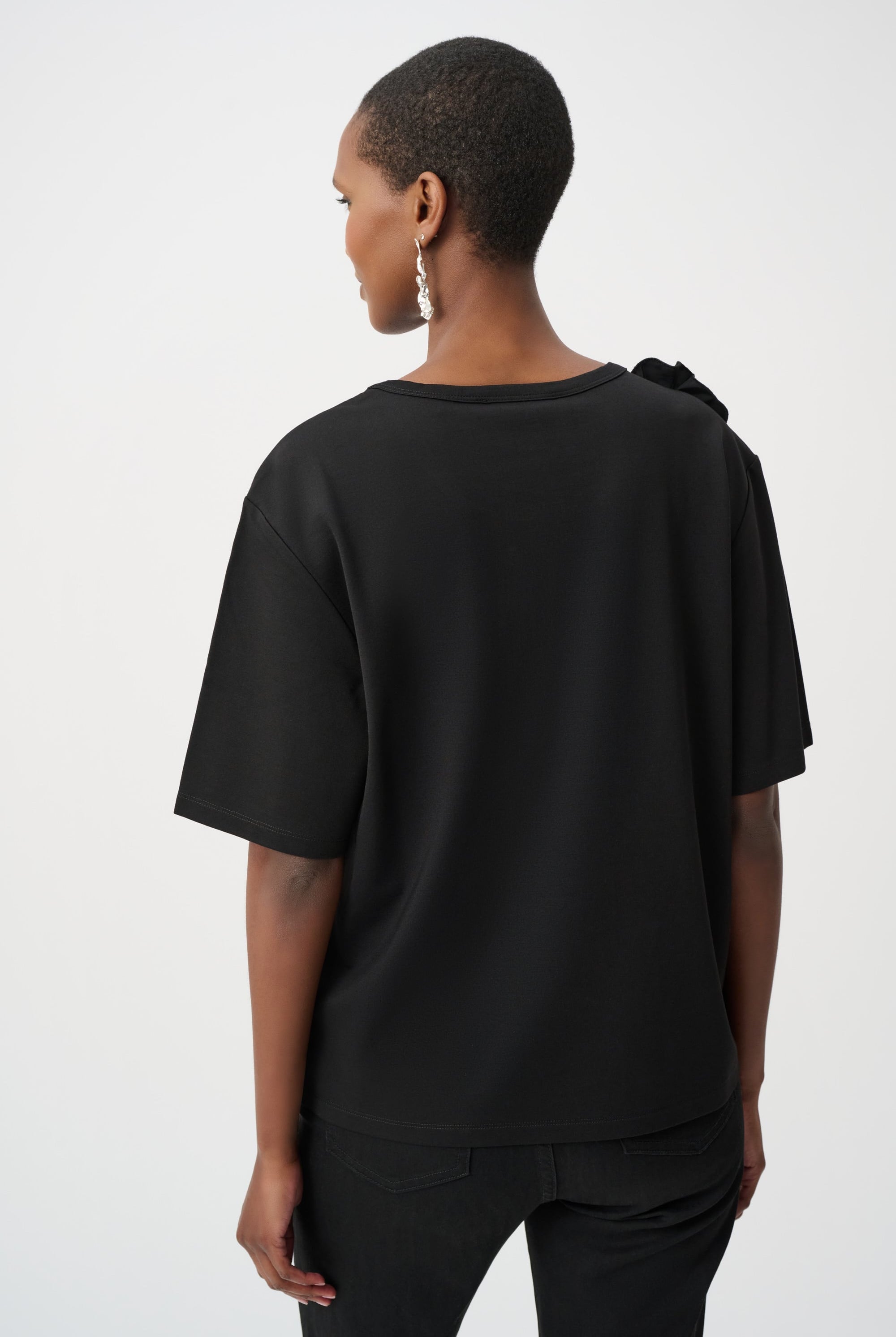 Rayon And Nylon T-Shirt With Memory Flower Detail