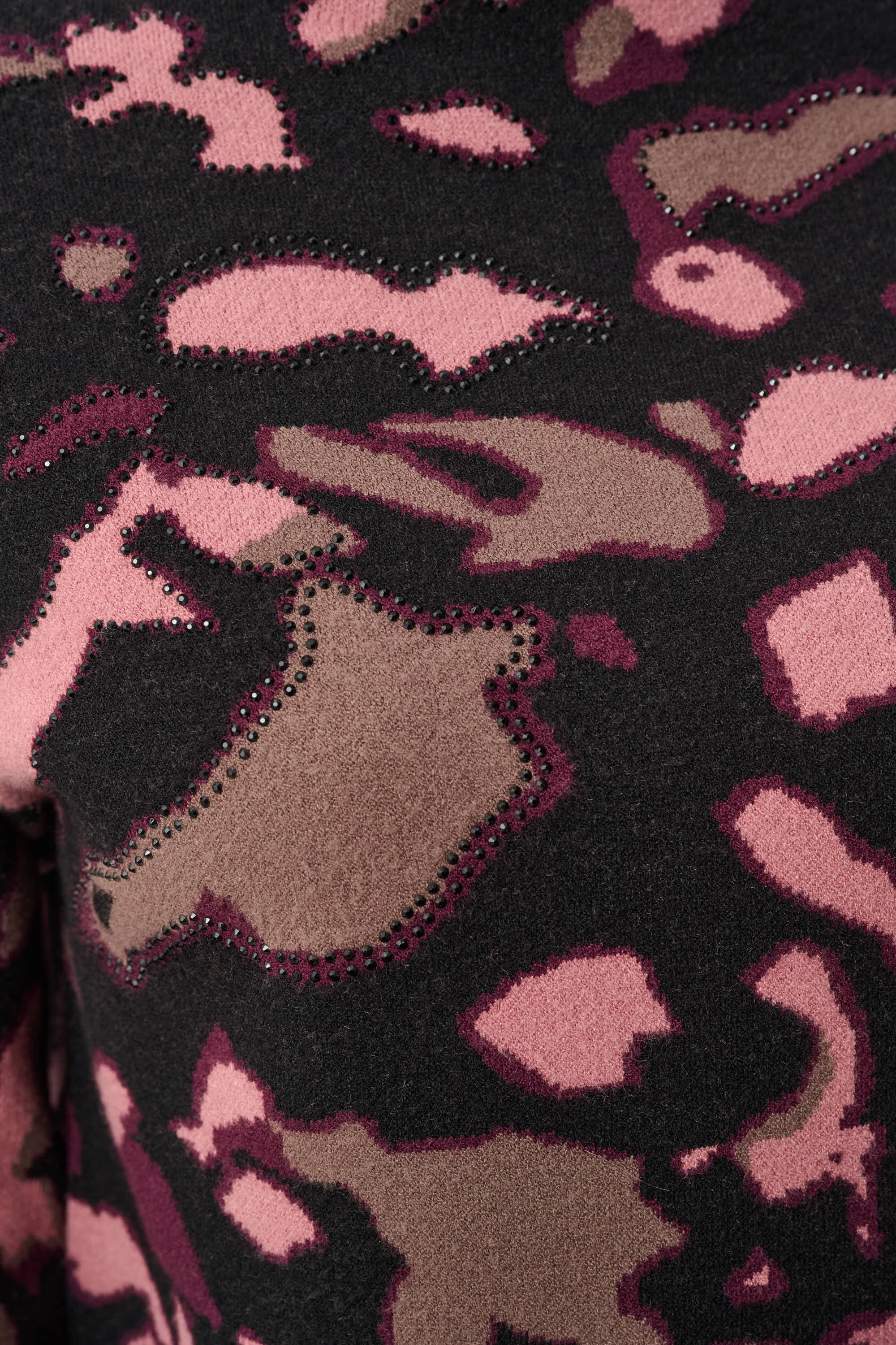 Abstract Jacquard Sweater With Rhinestone Detail