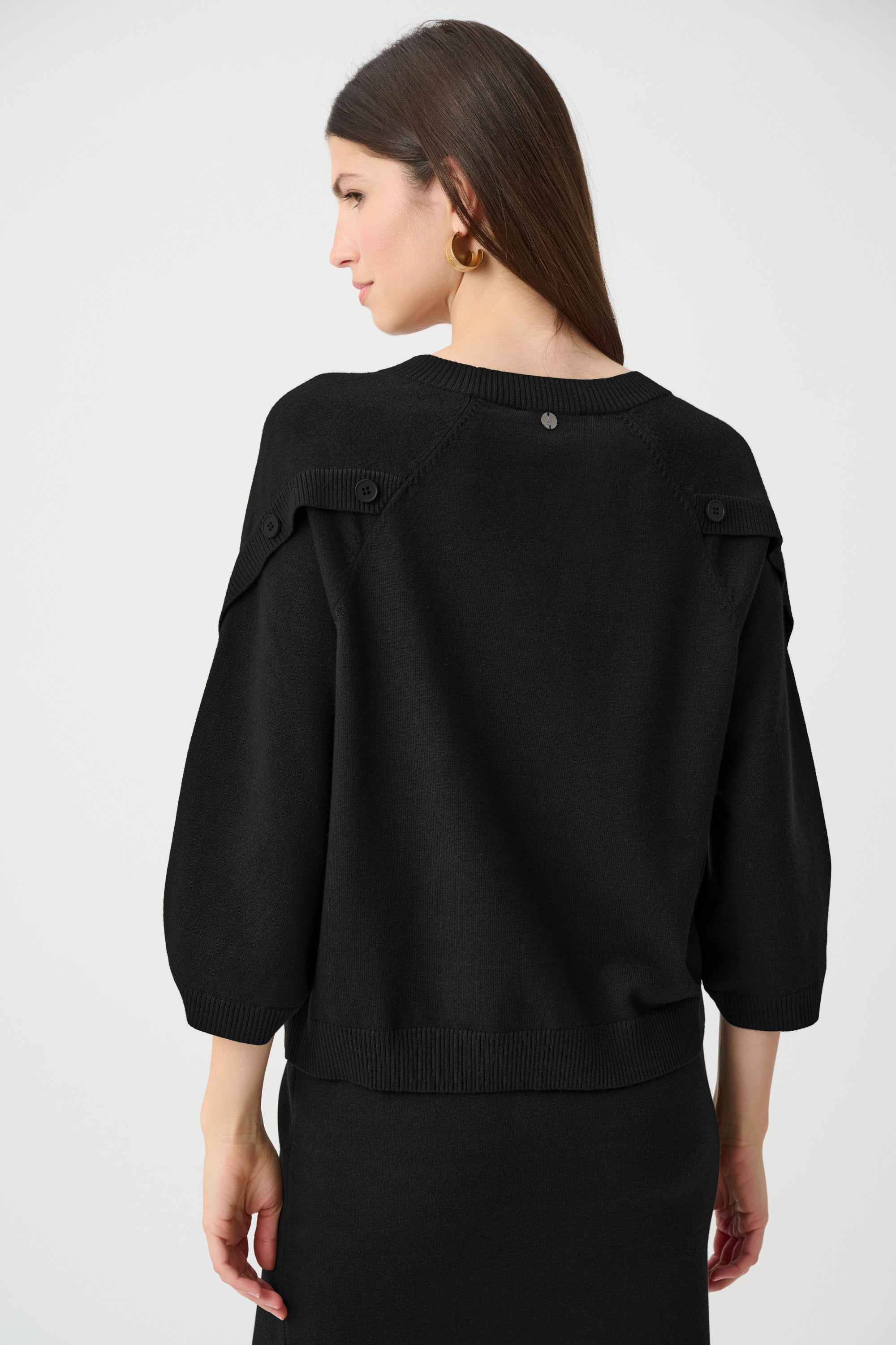 Brushed Viscose And Nylon Knit Tulip Sleeve Sweater