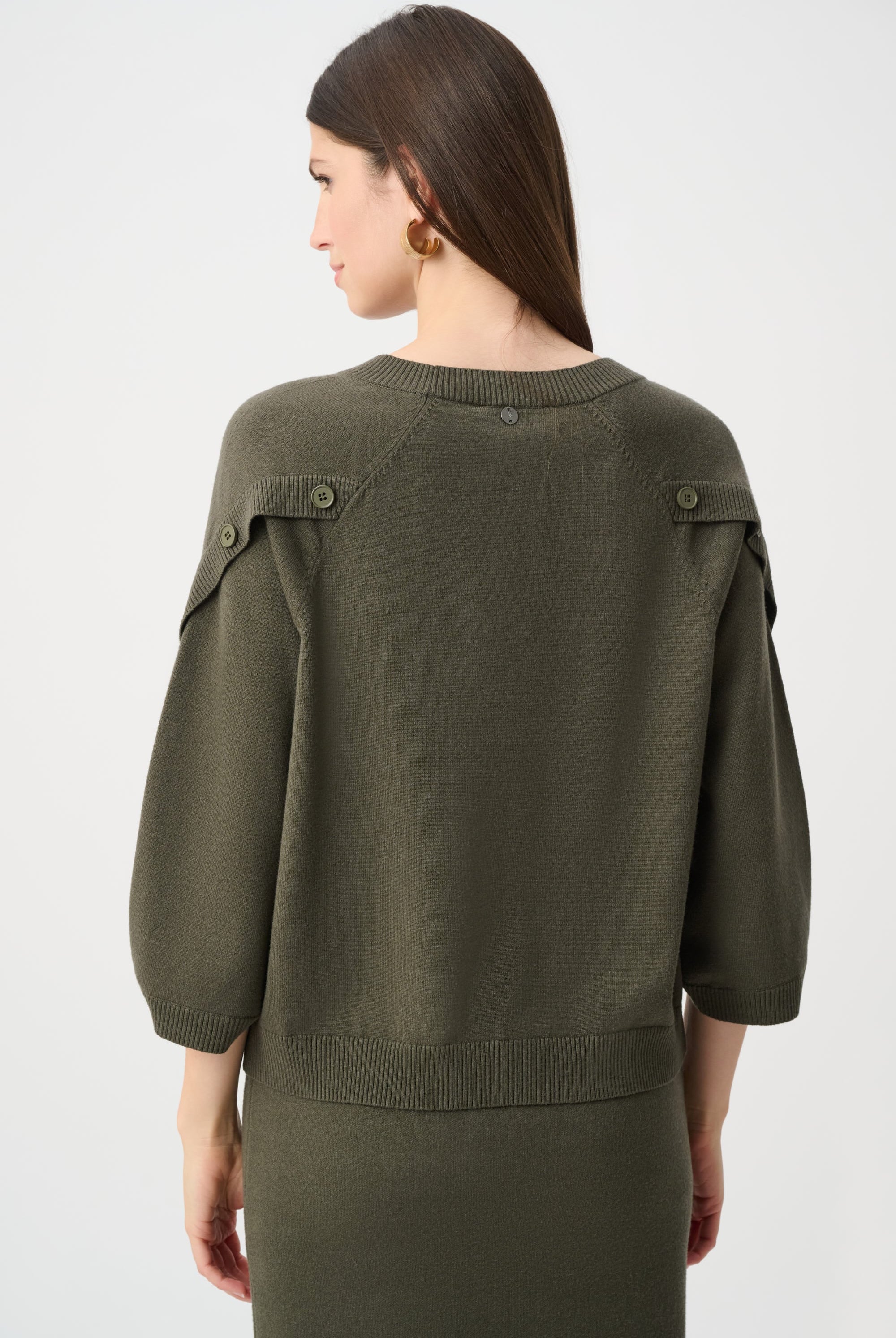 Brushed Viscose And Nylon Knit Tulip Sleeve Sweater