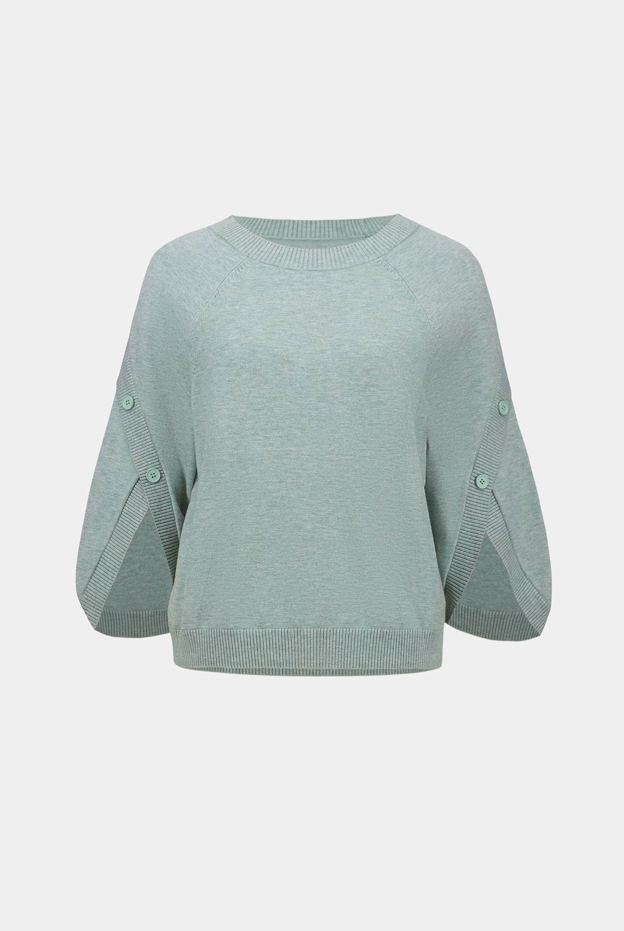 Brushed Viscose And Nylon Knit Tulip Sleeve Sweater