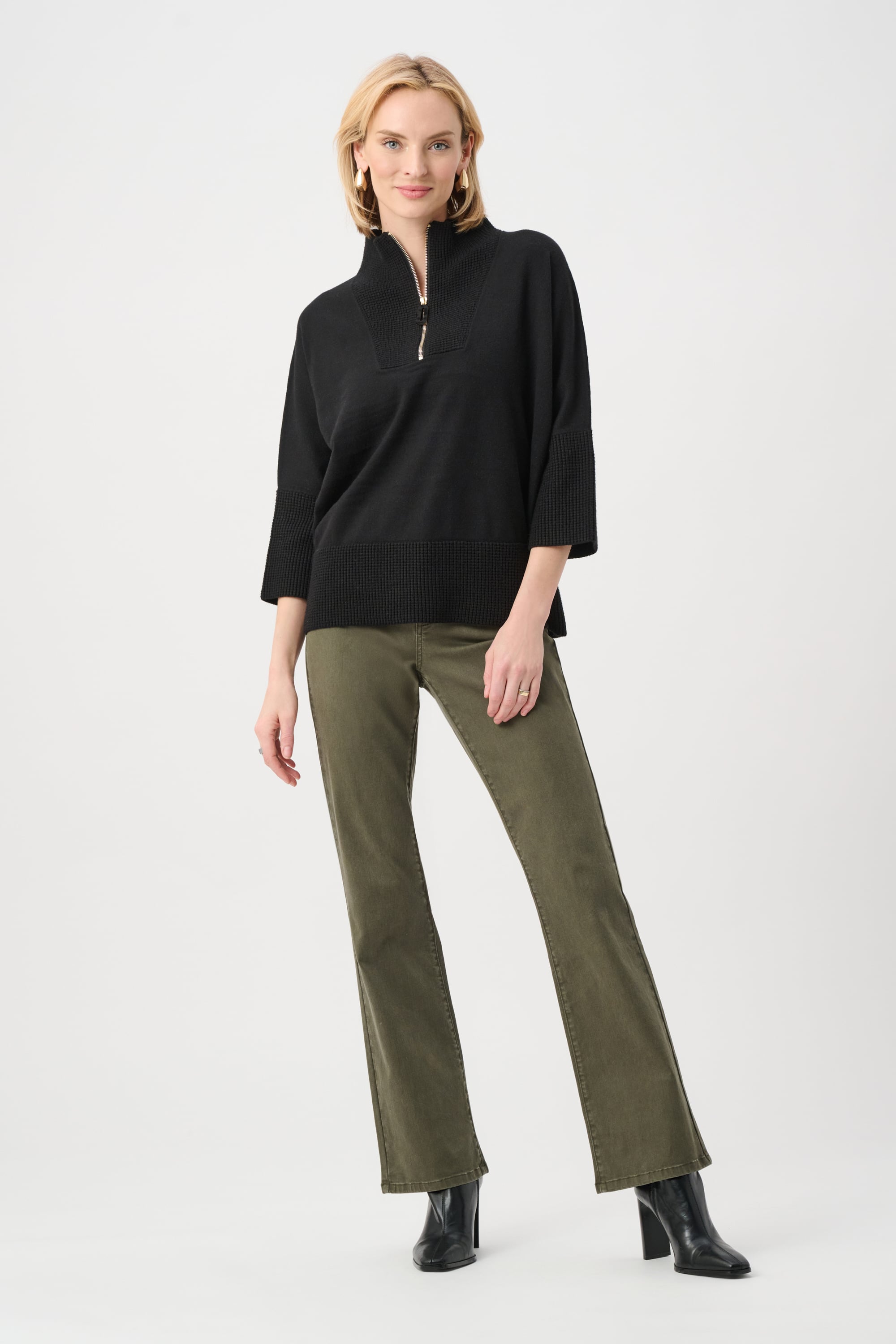 Brushed Viscose And Nylon Funnel-Neck Sweater