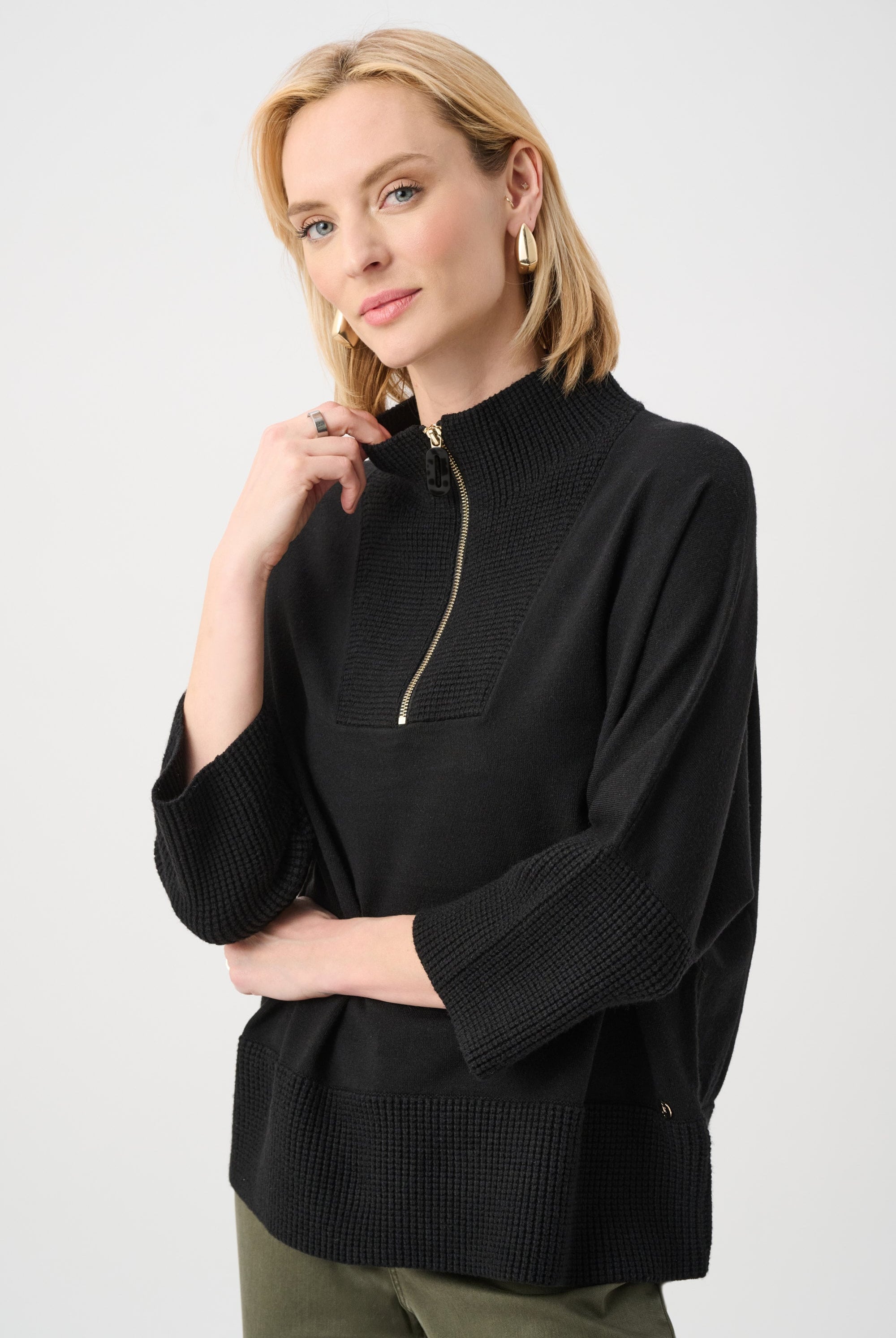 Brushed Viscose And Nylon Funnel-Neck Sweater