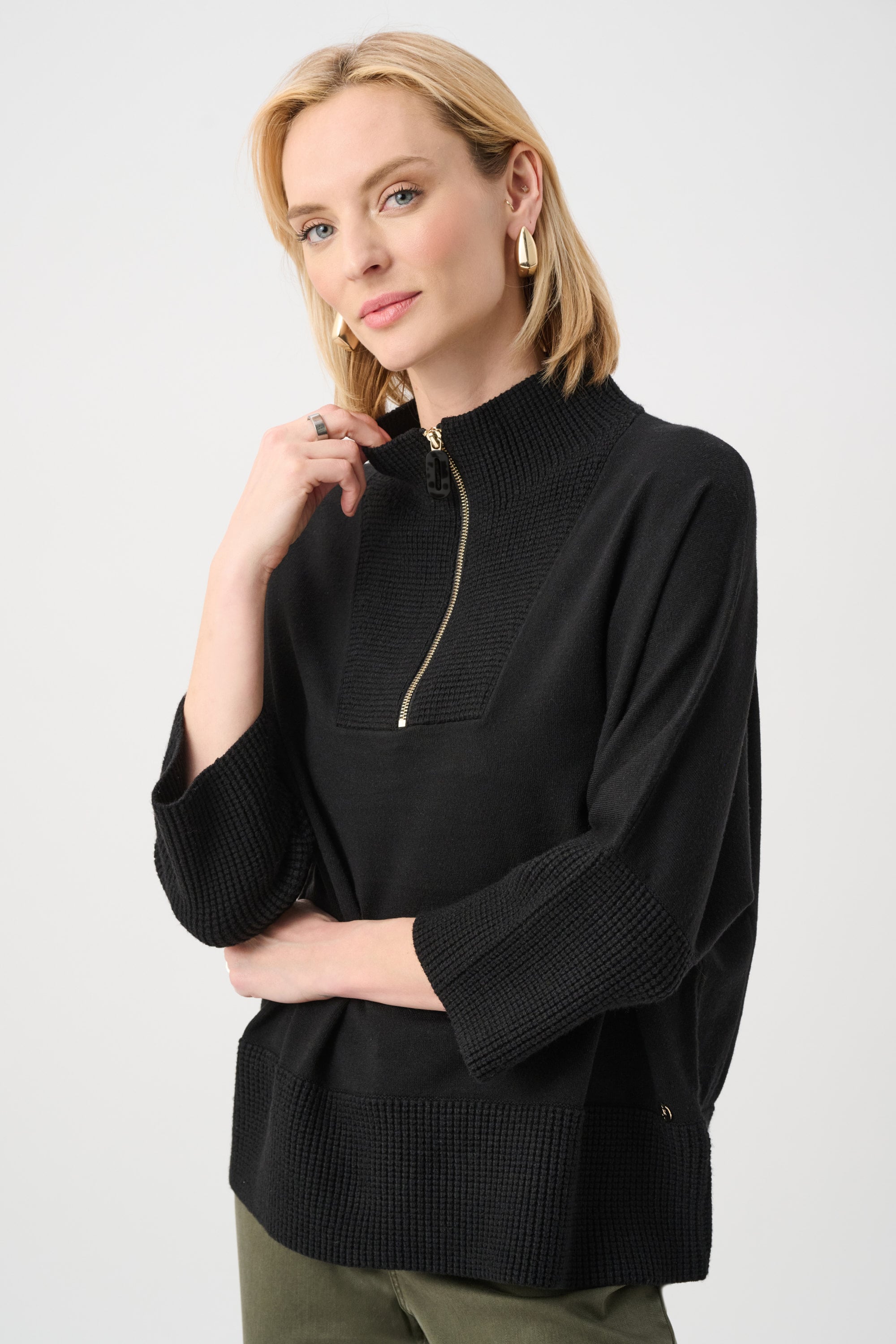Brushed Viscose And Nylon Funnel-Neck Sweater