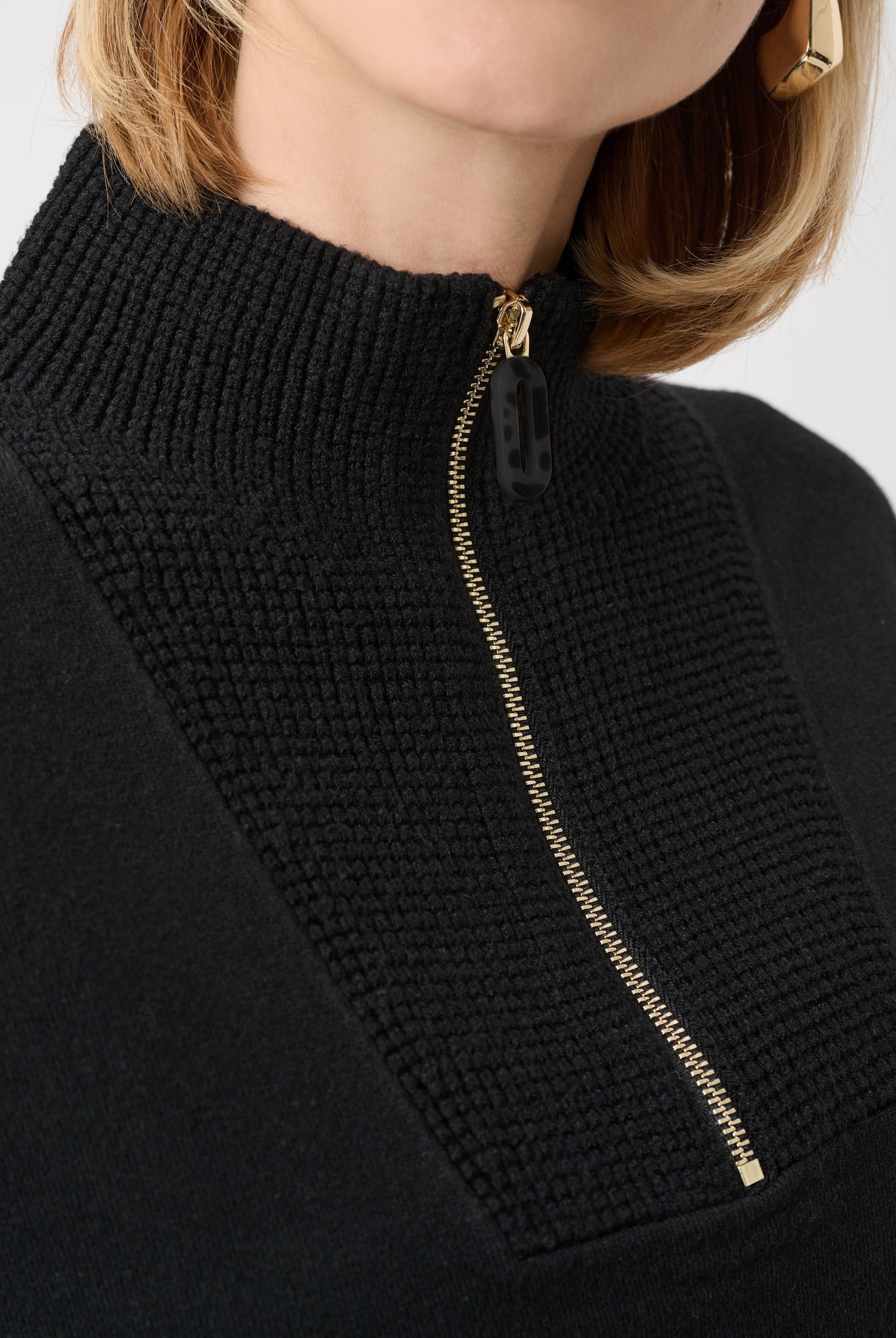 Brushed Viscose And Nylon Funnel-Neck Sweater