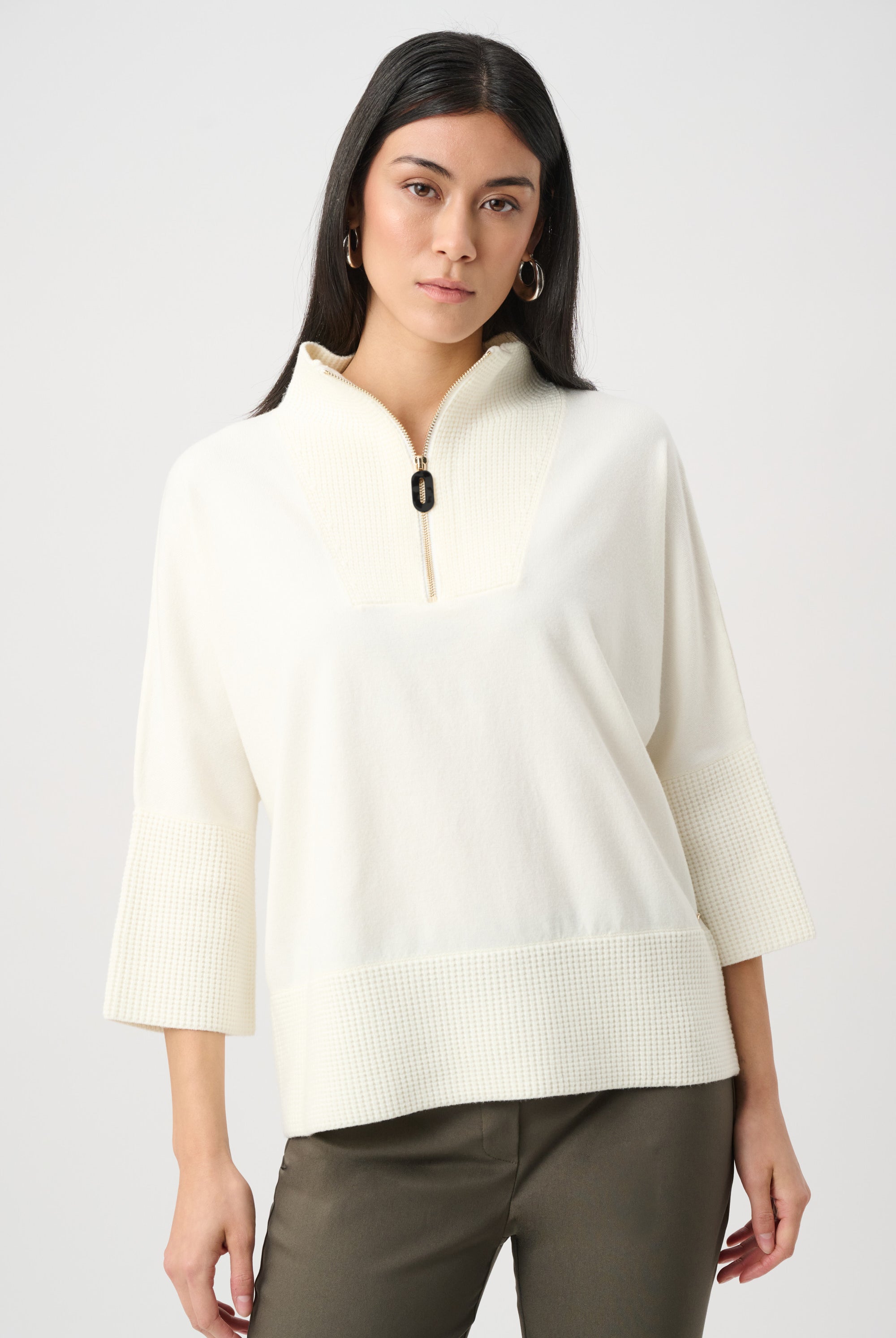 Brushed Viscose And Nylon Funnel-Neck Sweater